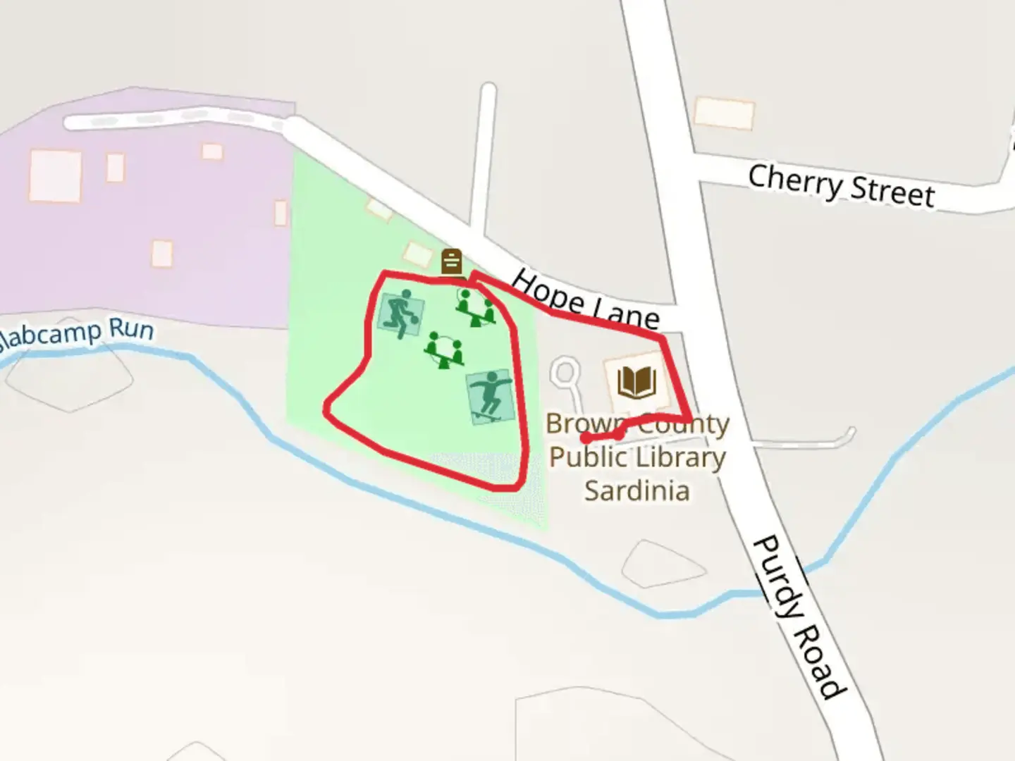 An image depicting the trail Veterans Community Park Loop and its surrounding area.