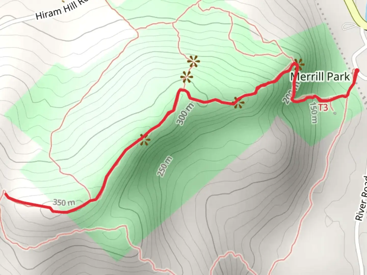 An image depicting the trail Mount Cutler from River Road and its surrounding area.