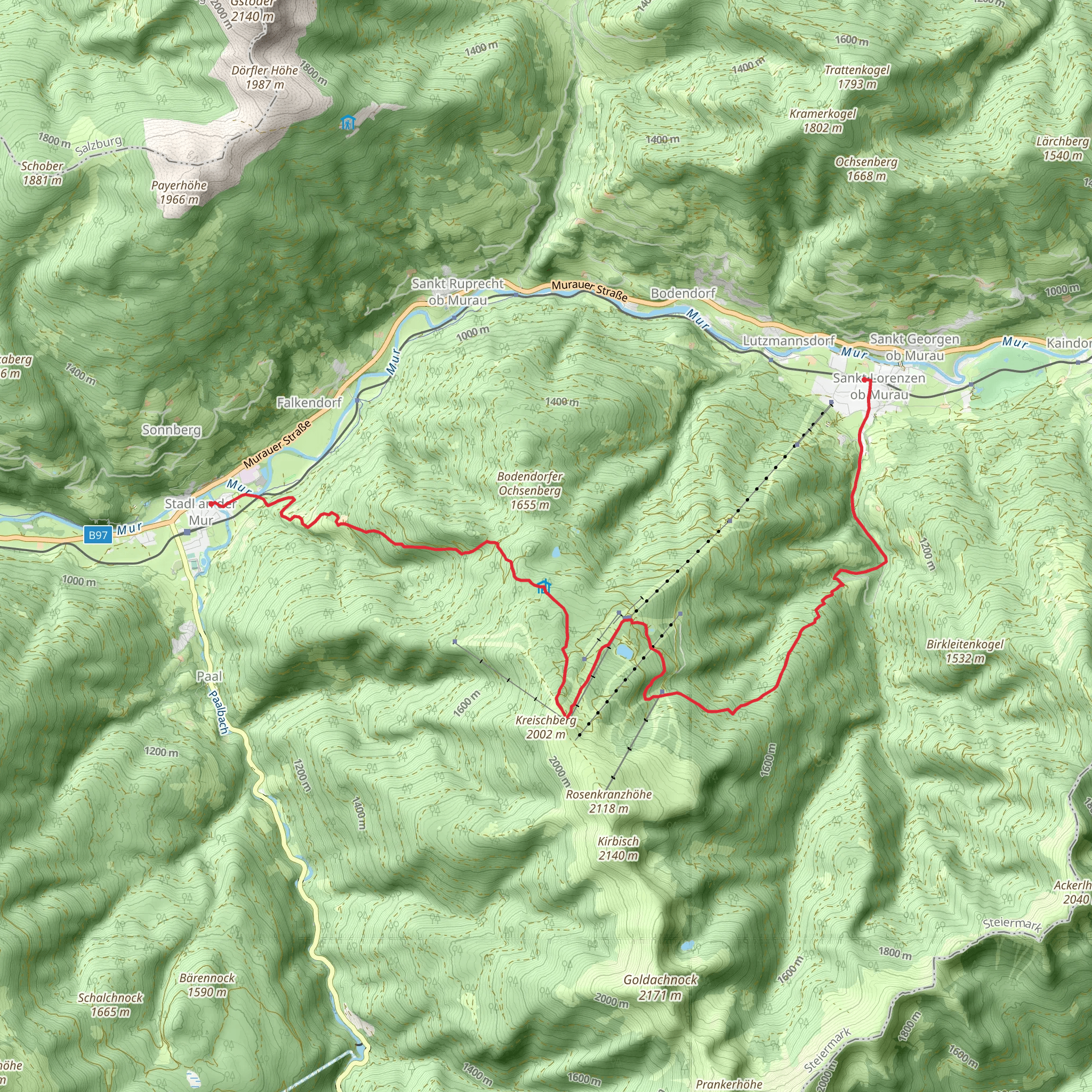 Stadl - Esebeckhütte - Kreischberg - St Lorenzen mobile static map