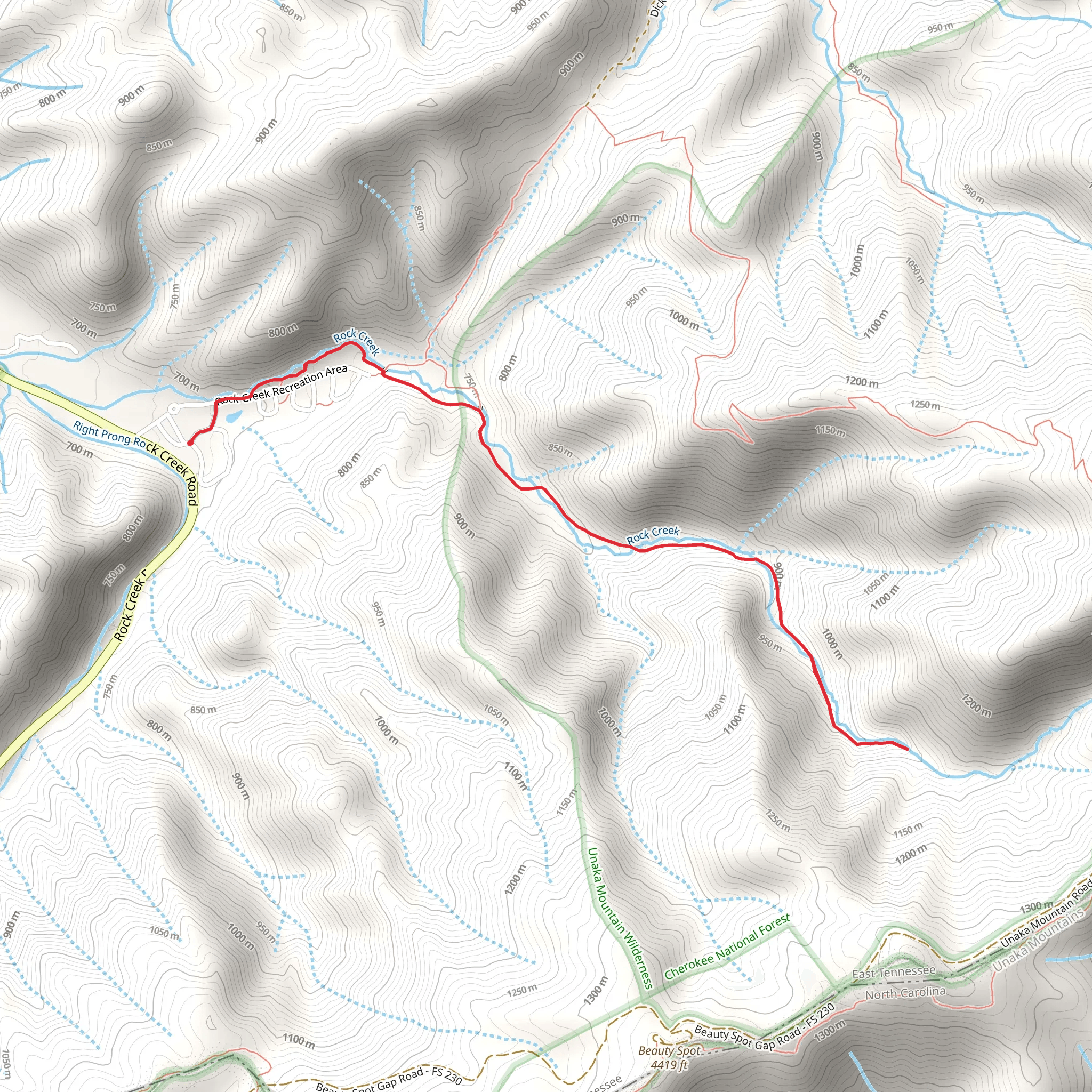 Rock Creek Falls Trail mobile static map