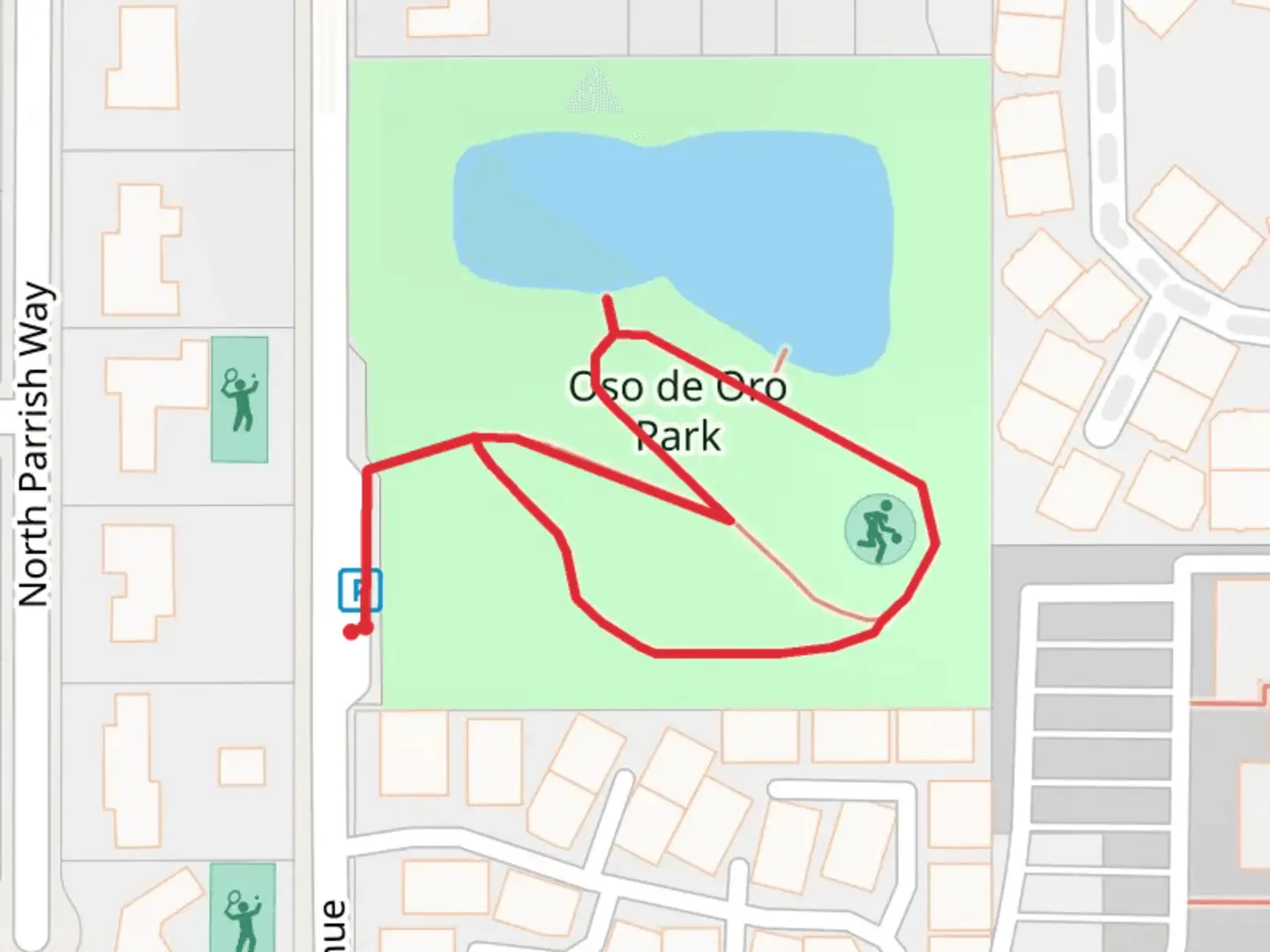 An image depicting the trail Oso de Oro Park Loop and its surrounding area.