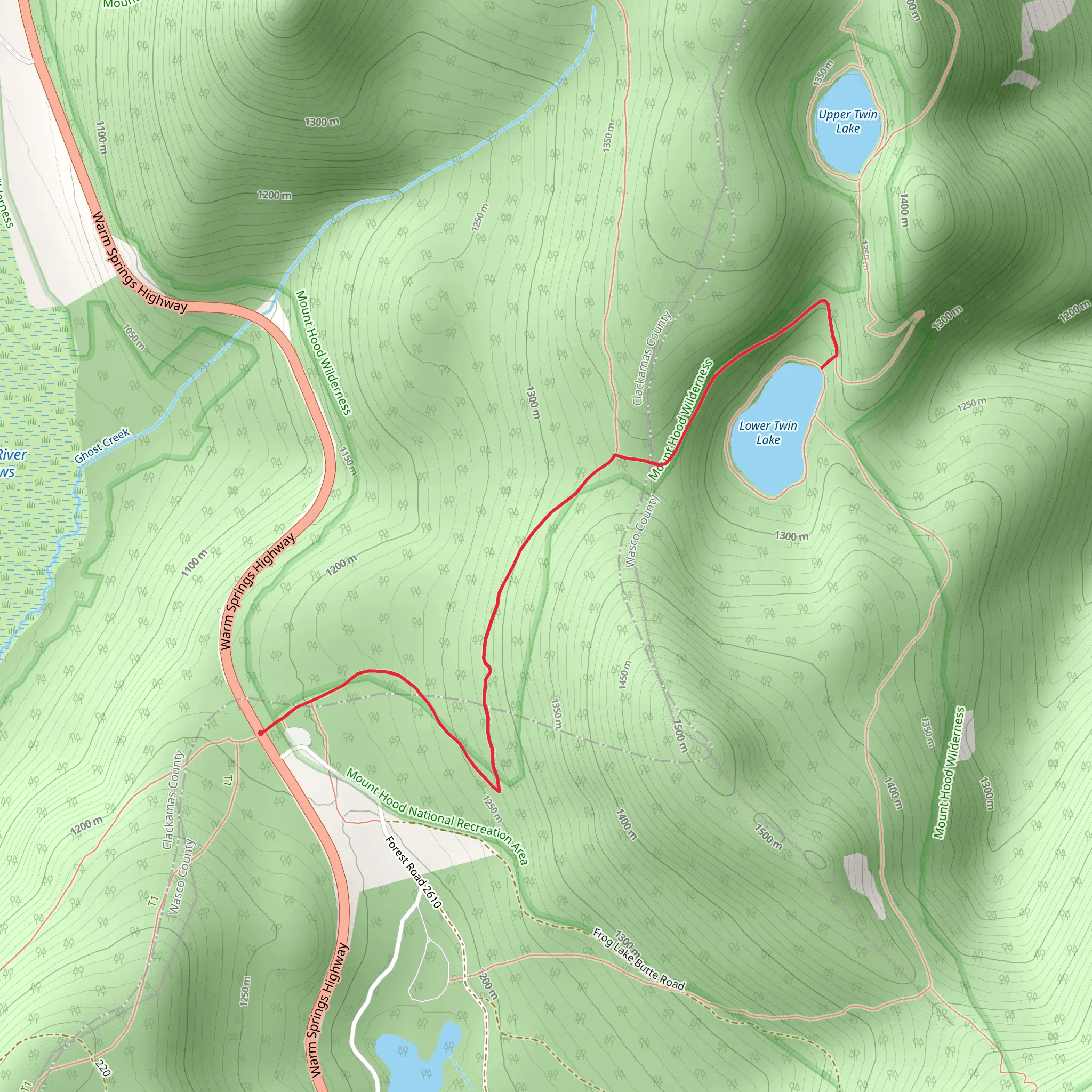 Lower Twin Lake via PCT mobile static map