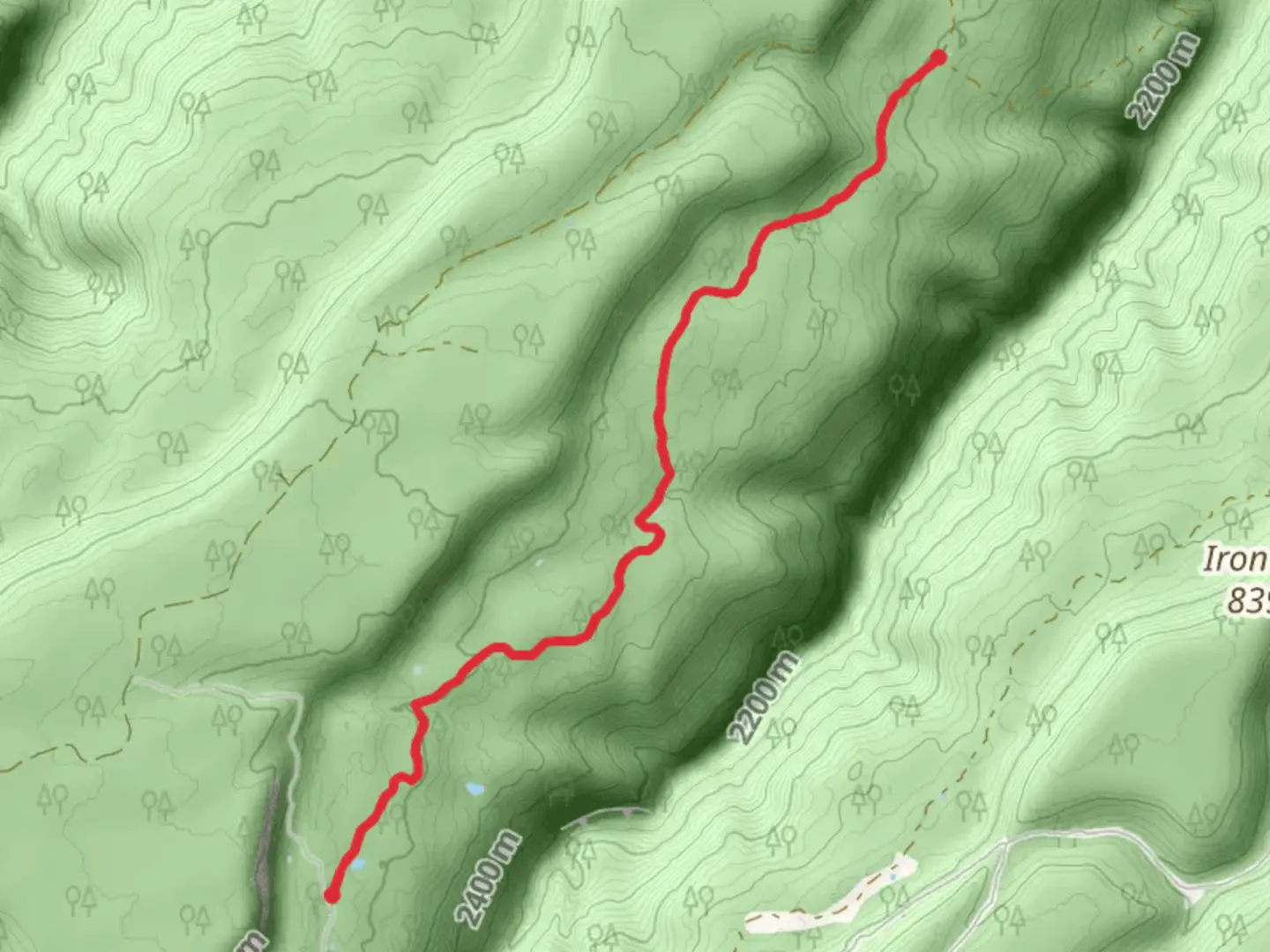 An image depicting the trail Love Mesa Bench Trail and its surrounding area.