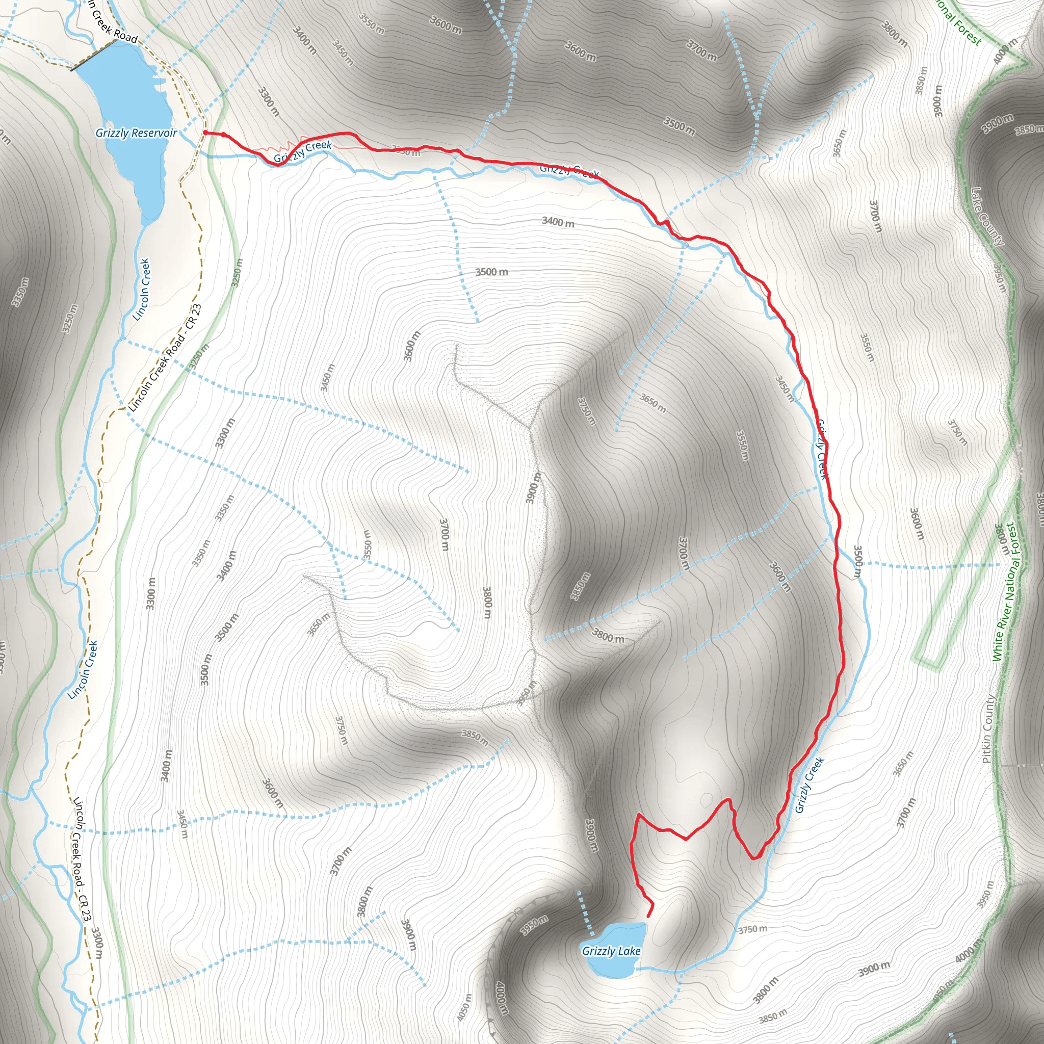Grizzly Lake Trail mobile static map