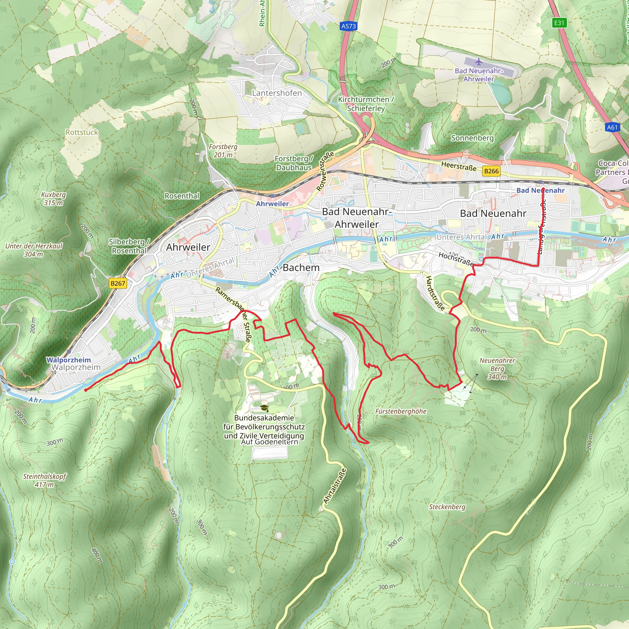 Walporzheim to Bad Neuenahr via Ahrsteig mobile static map