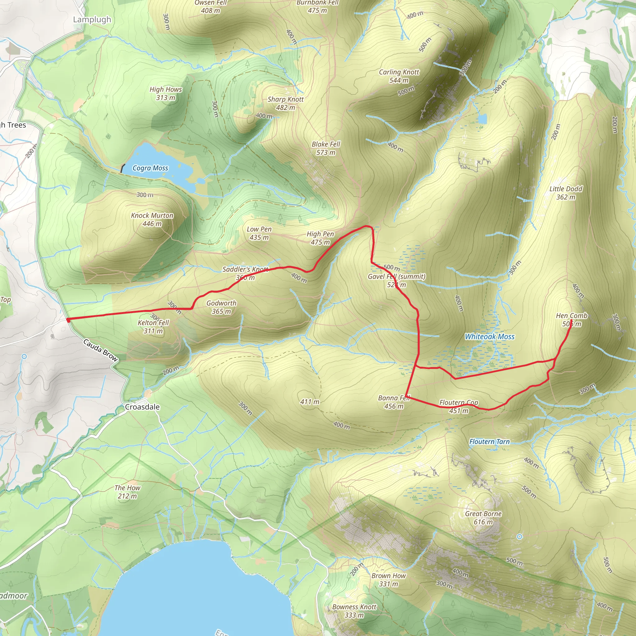 Gavel Fell, Floutern Cop and Hen Comb Walk mobile static map
