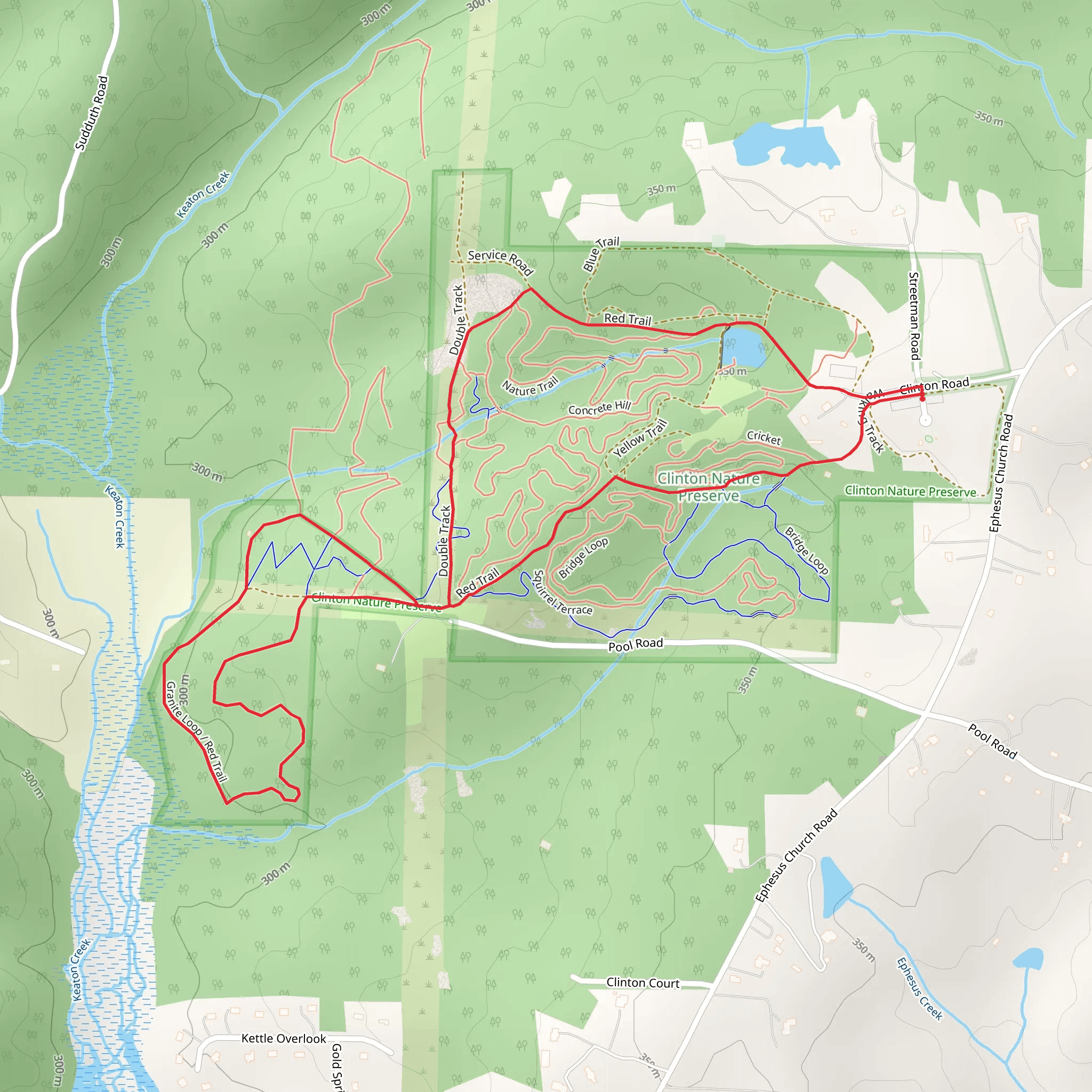 Blue, Yellow, Red and Old Pool Red Trail mobile static map