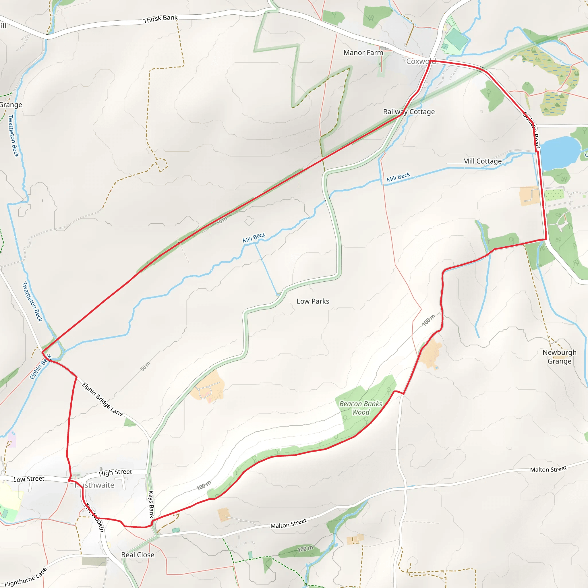 Husthwaite to Coxwold Loop mobile static map