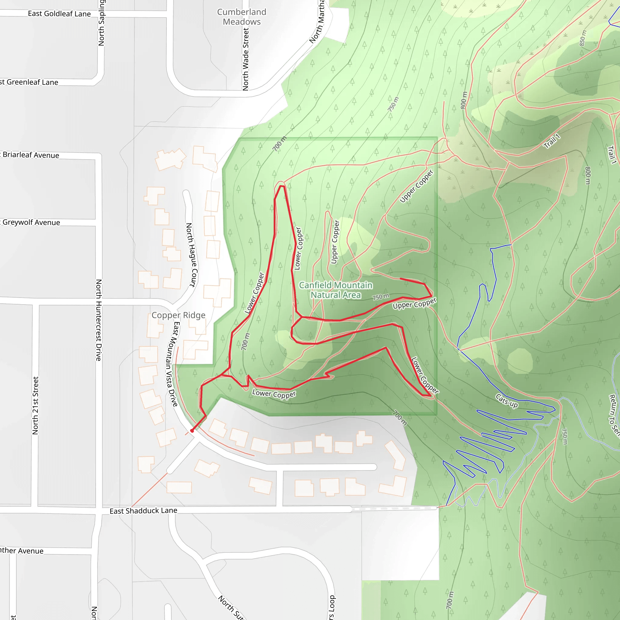 Canfield Mountain Park Short Loop mobile static map