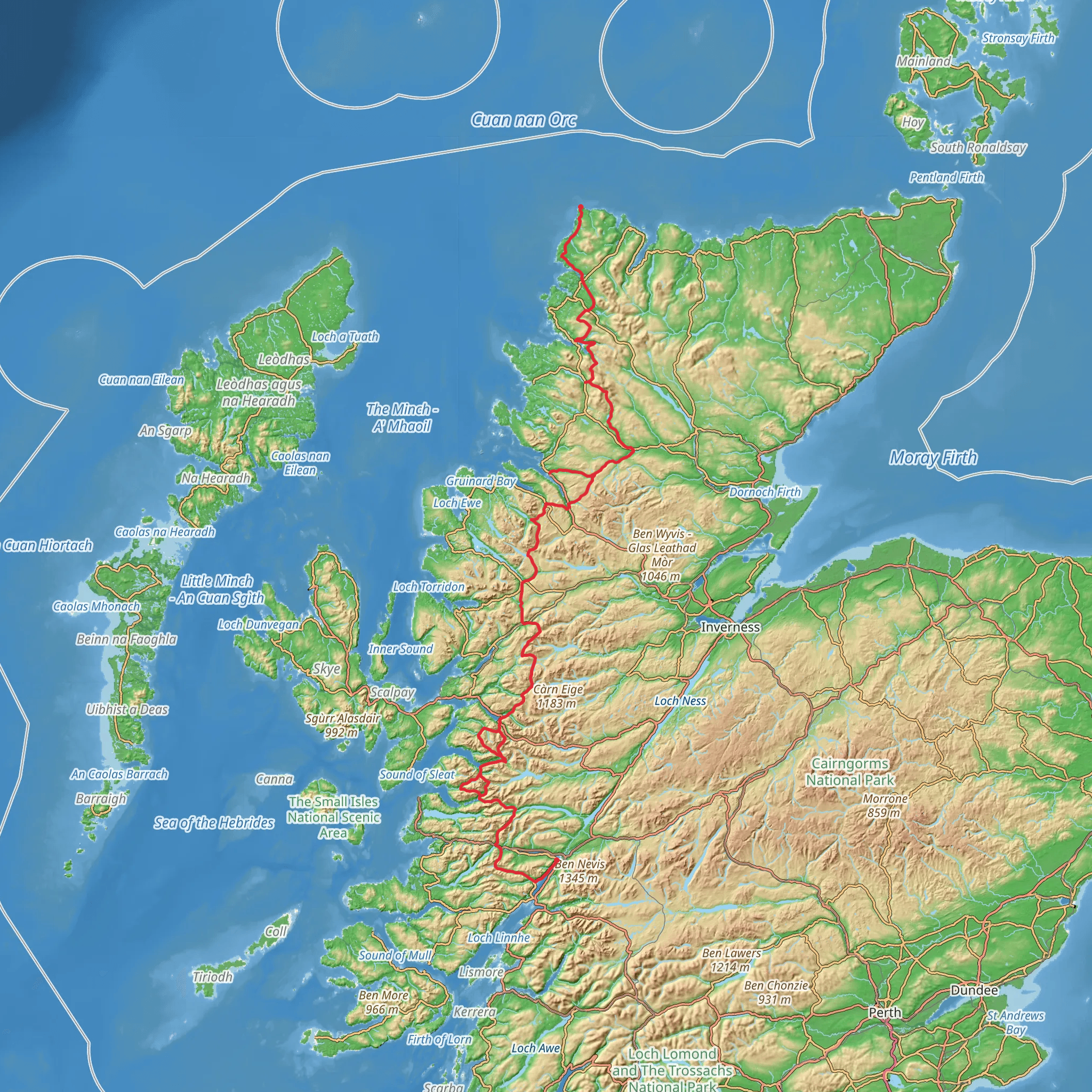 Cape Wrath Way West mobile static map