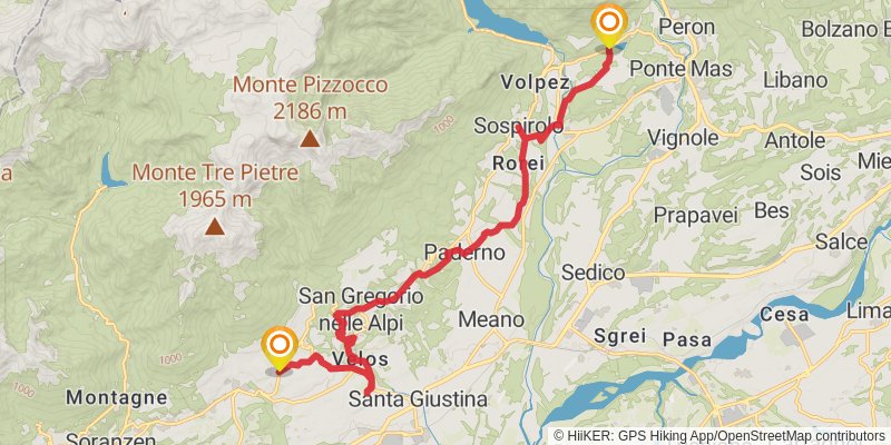Camino Delle Dolomiti stage 5 Map