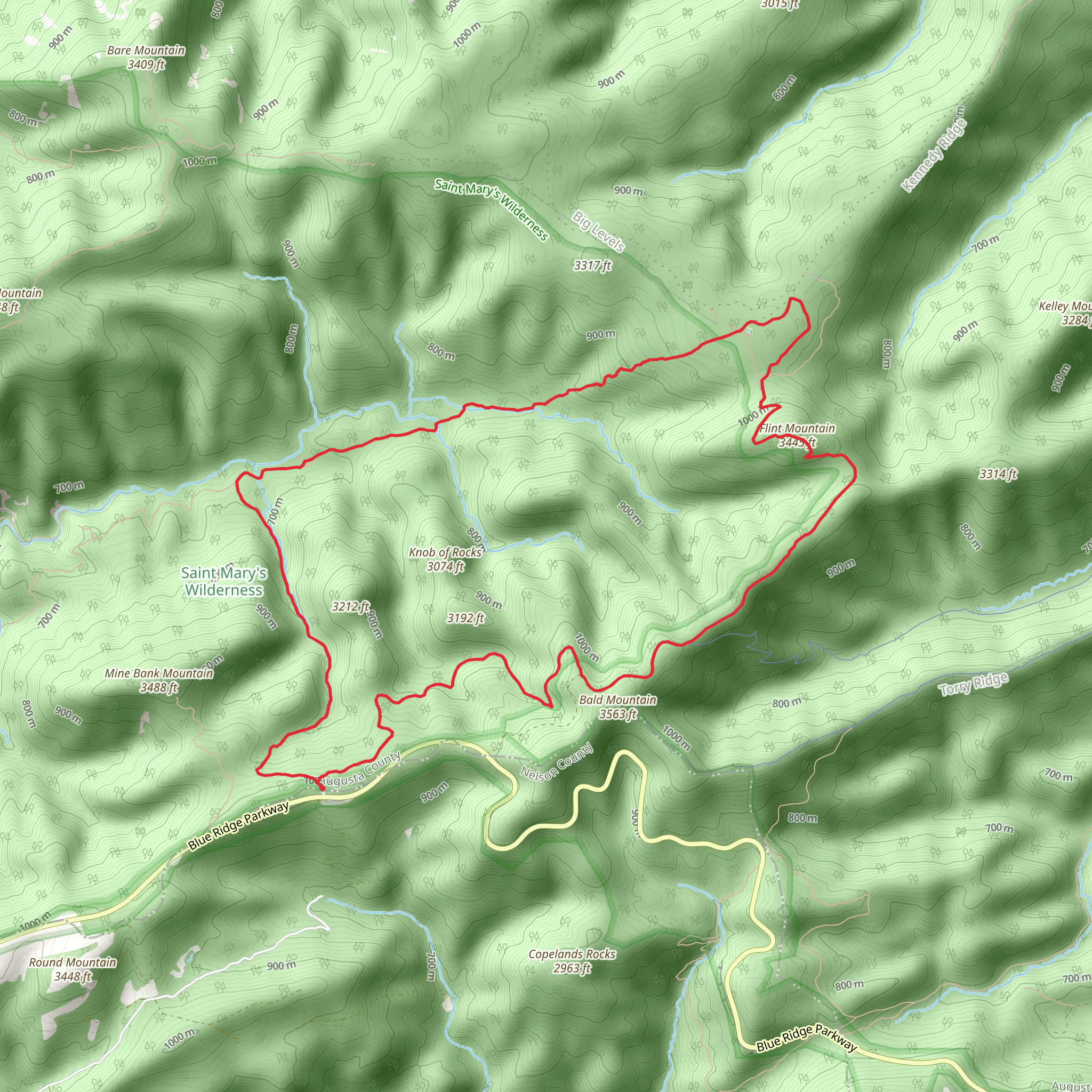 Flint Mountain and Mine Bank Creek Loop Trail mobile static map