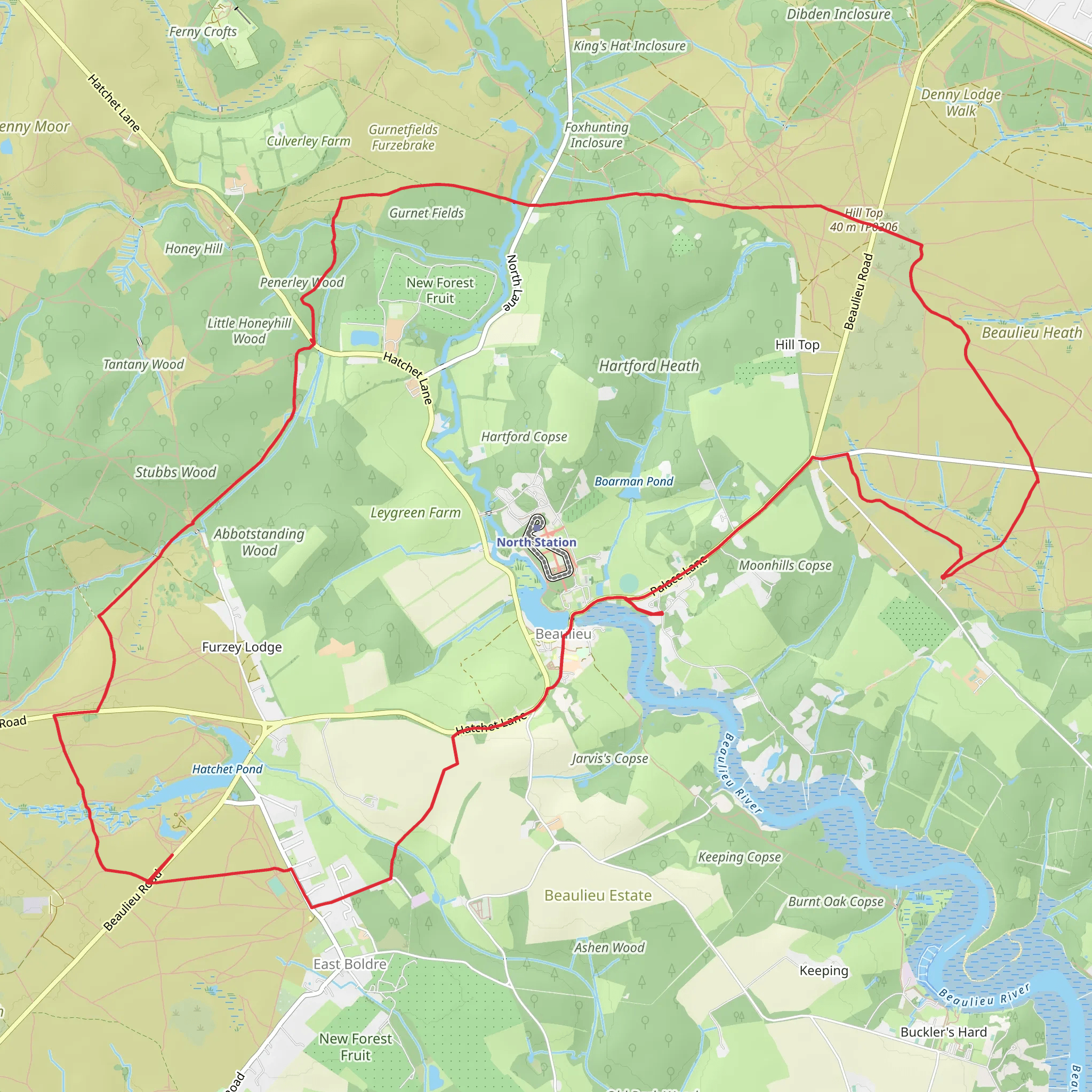 Beaulieu surroundings circular mobile static map