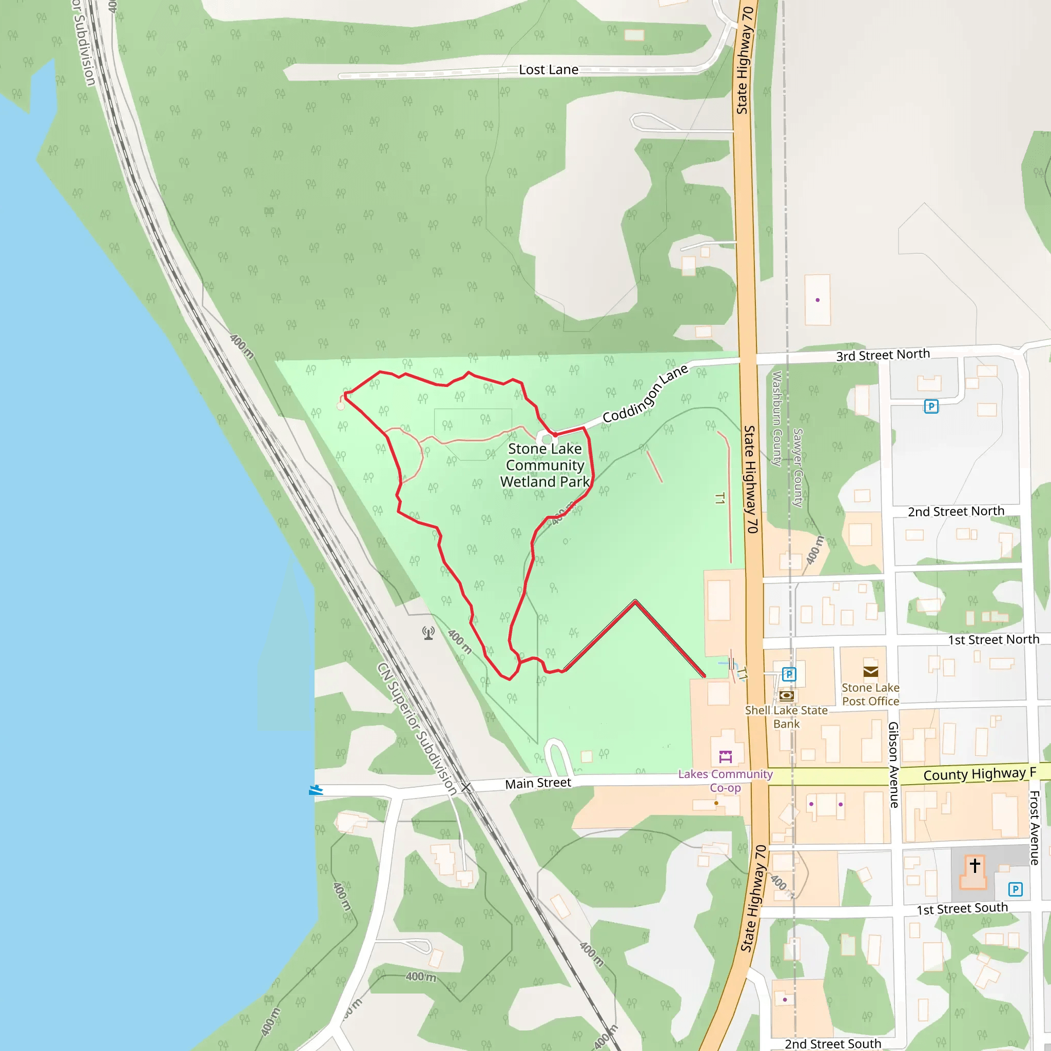 Stone Lake Community Wetland Park Loop mobile static map