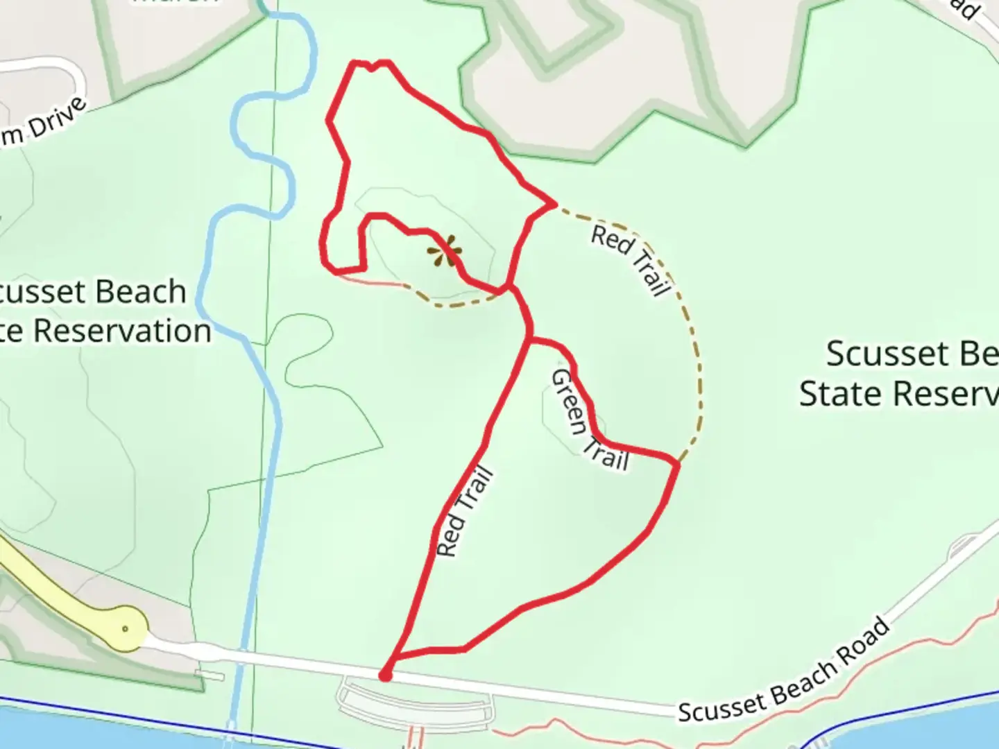 An image depicting the trail Sagmore Hill Loop - Scusset Beach State Reservation and its surrounding area.