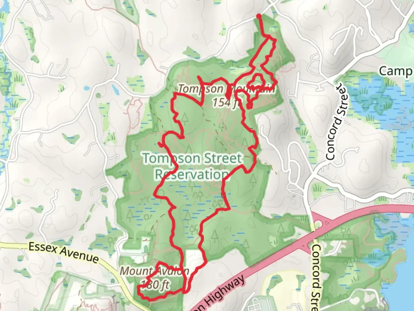 An image depicting the trail Tompson Mountain and Avalon Loop and its surrounding area.