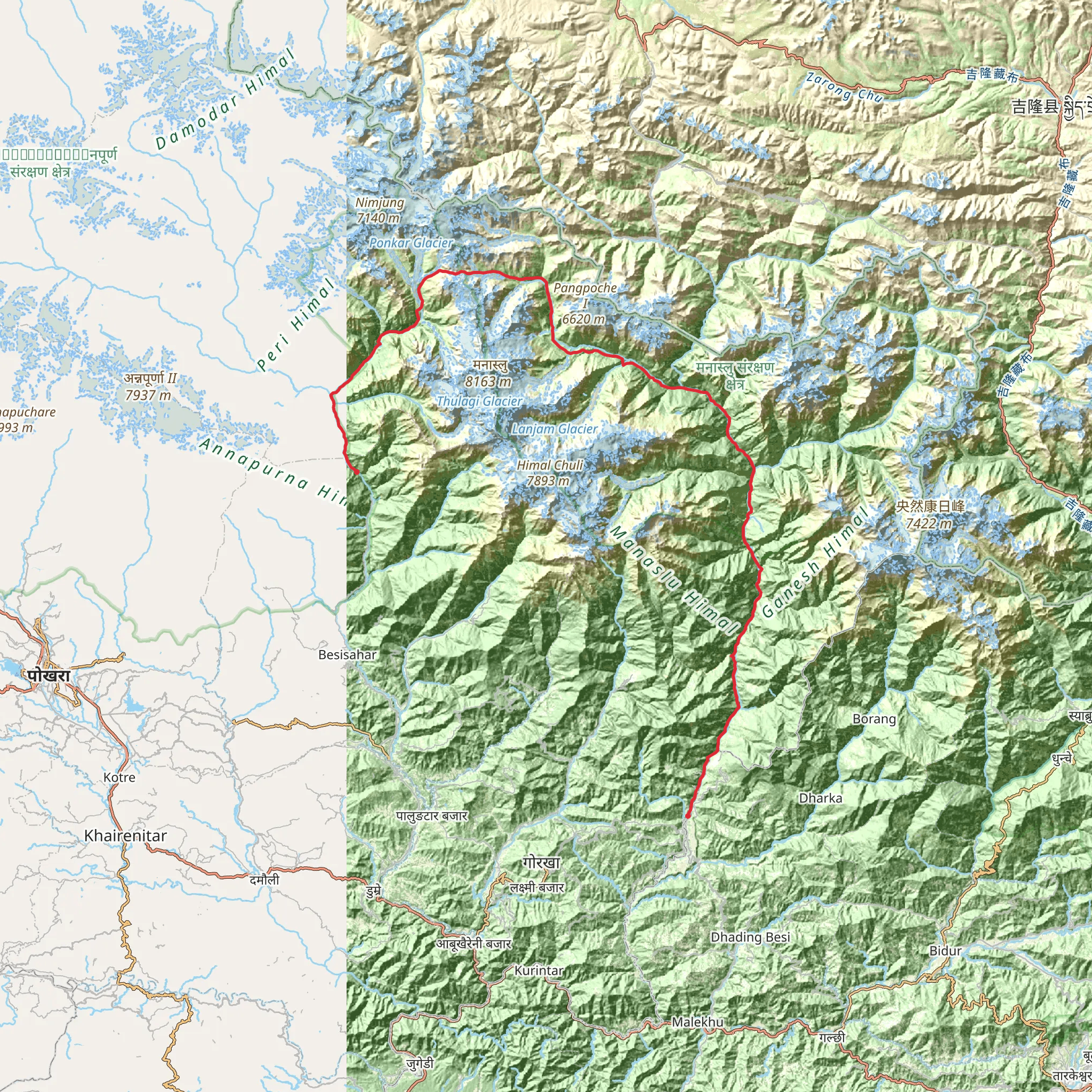 Manaslu Trek mobile static map