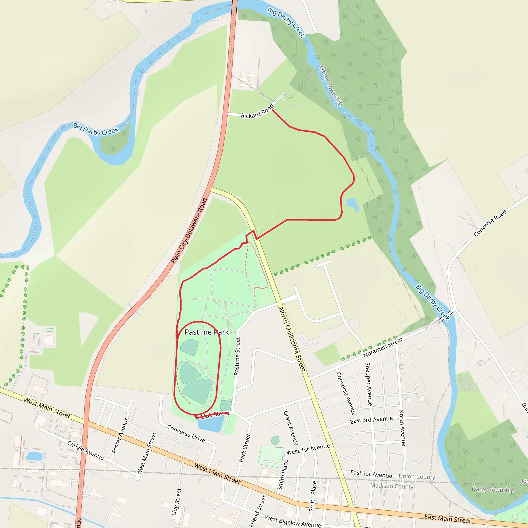 Pastime Park Loop mobile static map