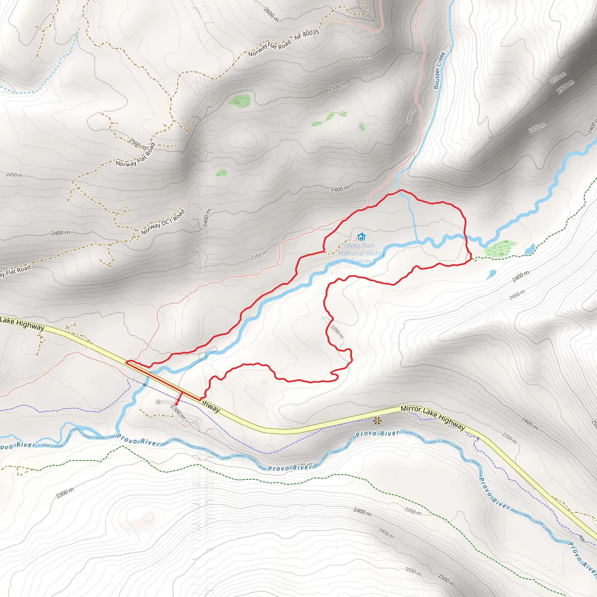 North Fork Provo River and North Fork Winter Trail mobile static map