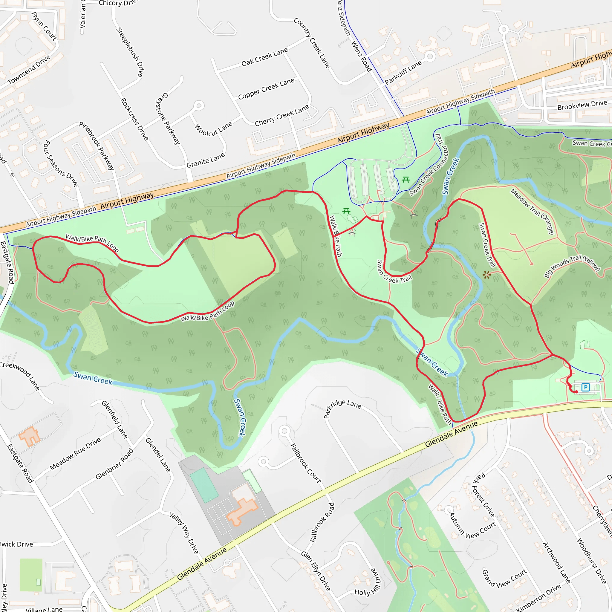 Swan Creek Loop Trail mobile static map
