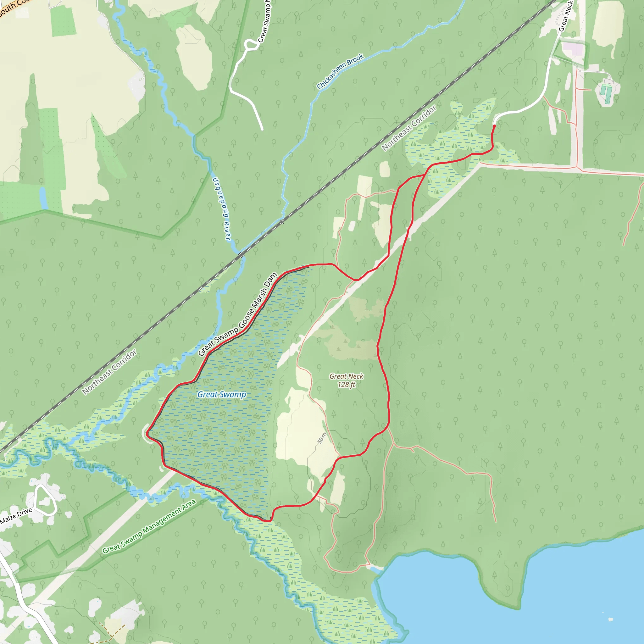 Great Swamp Wildlife Reservation Loop mobile static map