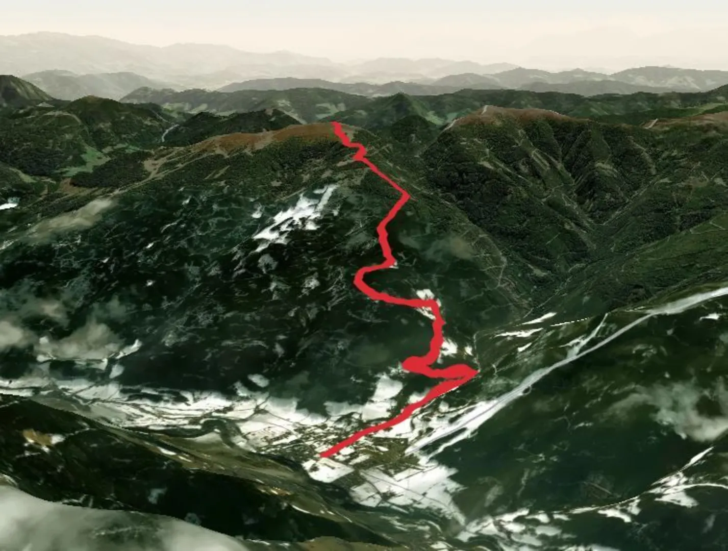 An image depicting the trail St Lorenzen - Frauenalpe and its surrounding area.