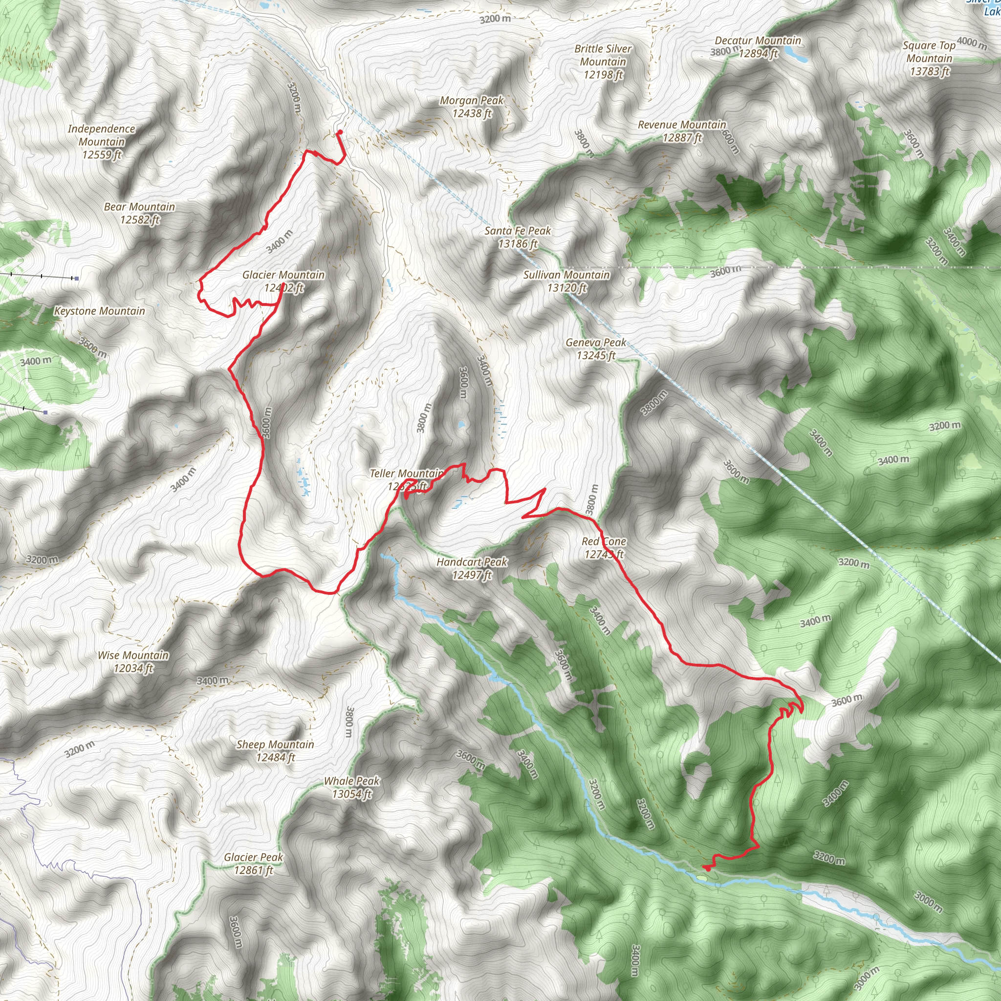 Red Cone and Glacier Mountain mobile static map