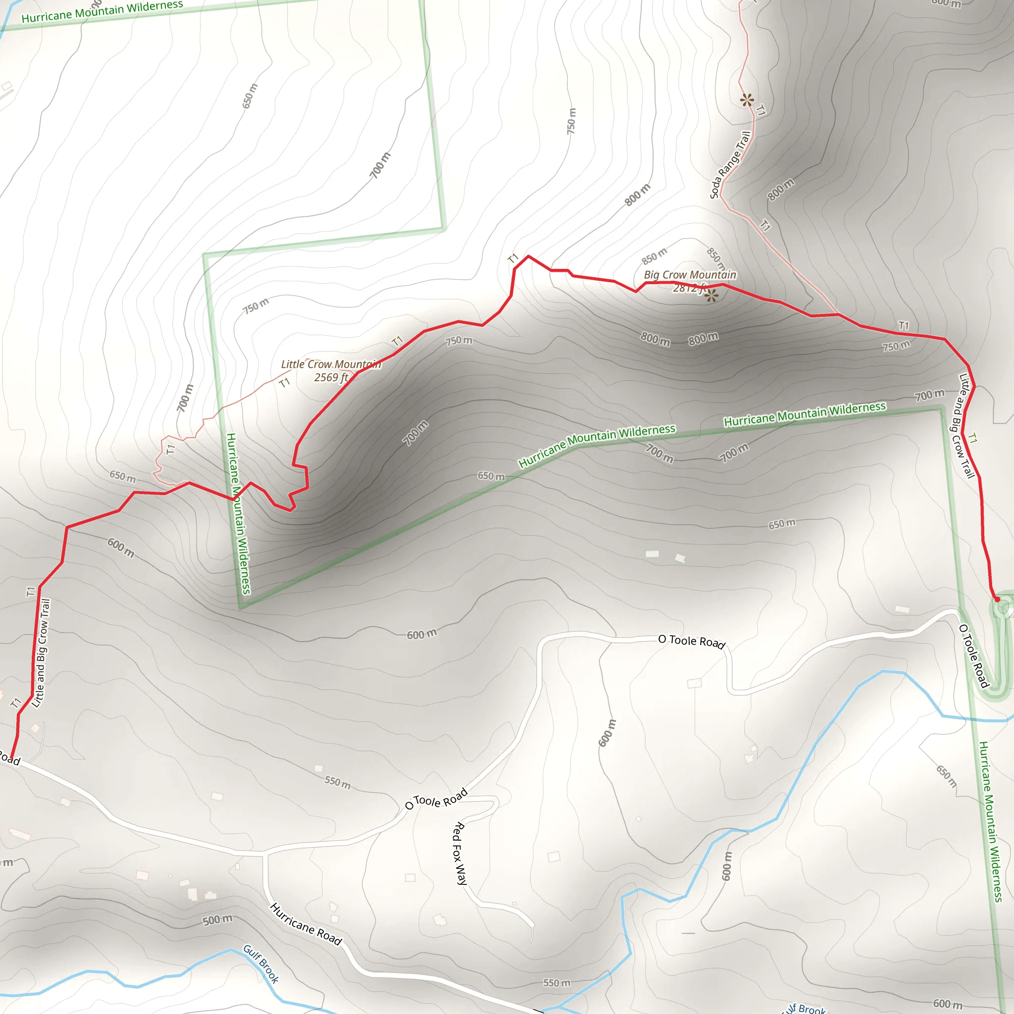 Little and Big Crow Mountain Trail mobile static map