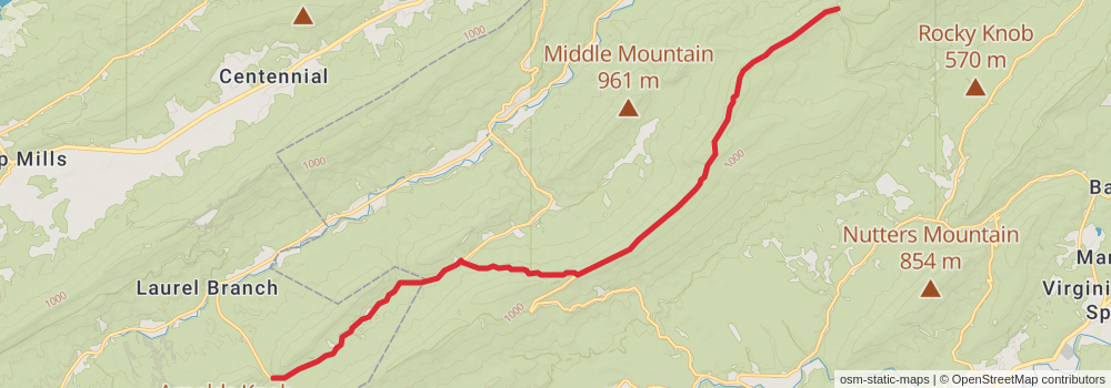 American Perimeter Trail - Southern Appalachian Primary stage 27 Map