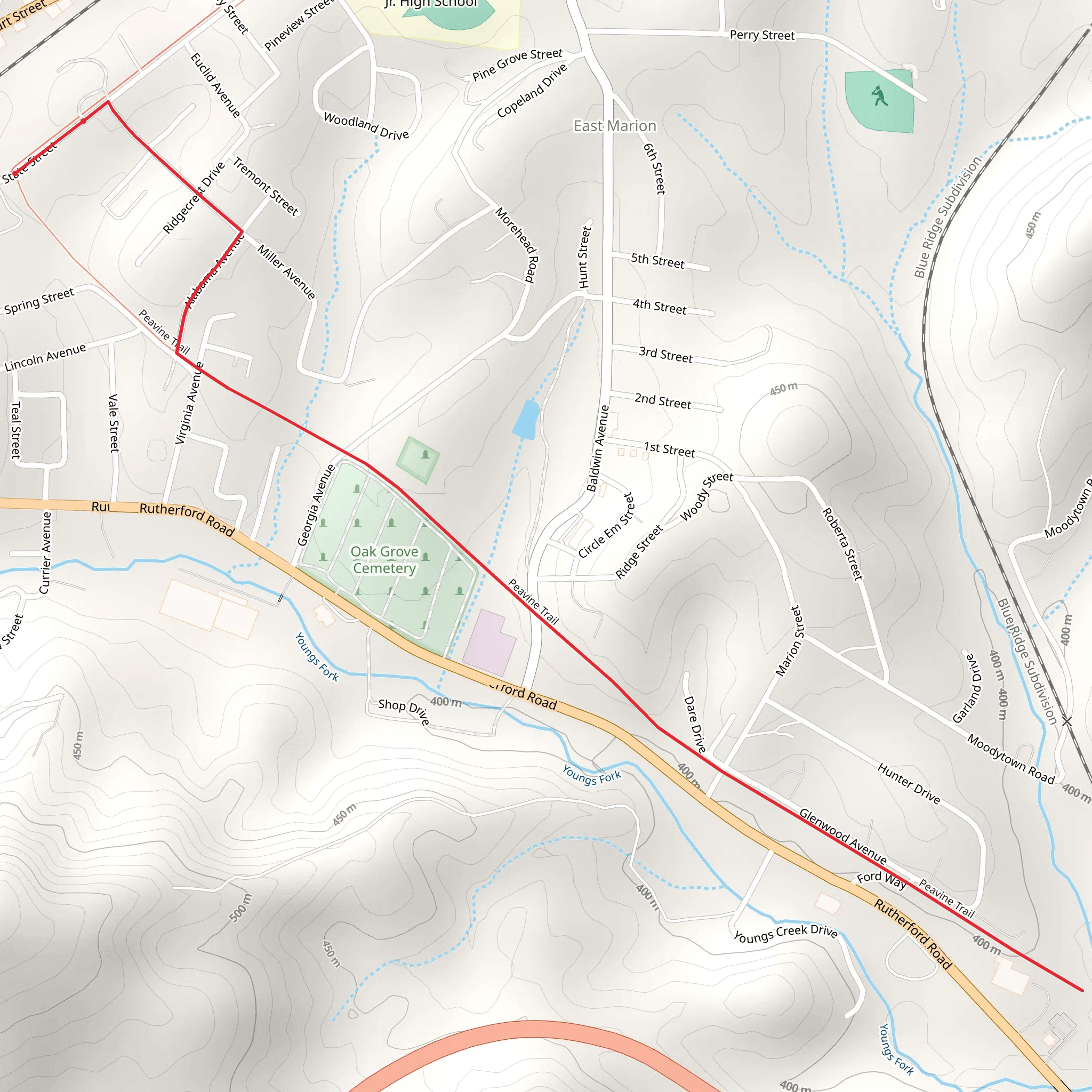Peavine Trail mobile static map