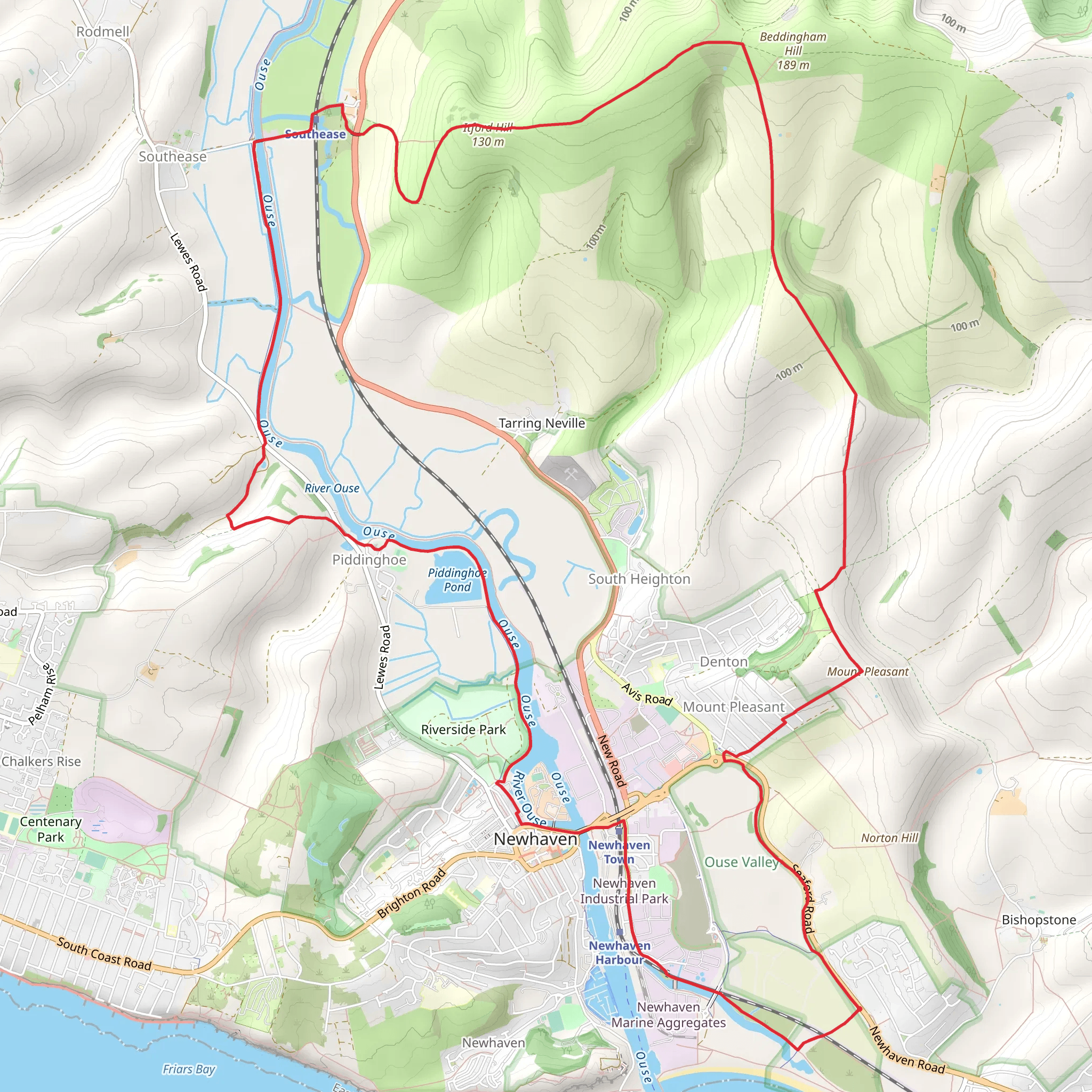Ouse Valley and Beddingham Hill from Newhaven Tide Mills mobile static map