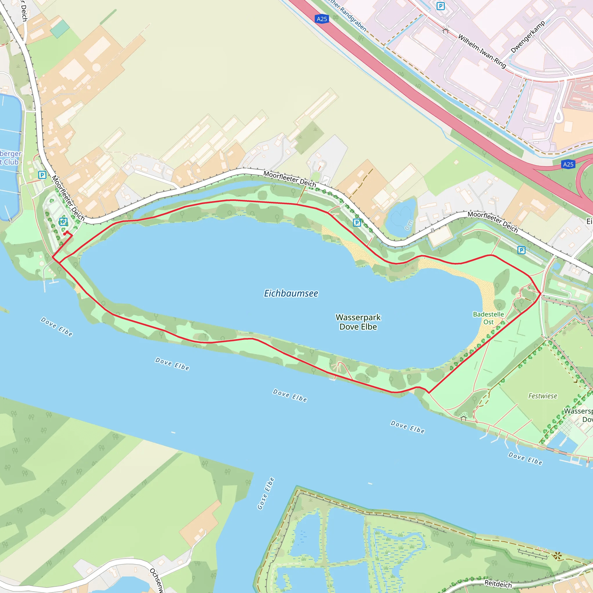 Eichbaumsee and Wasserpark Dove Elbe Loop mobile static map