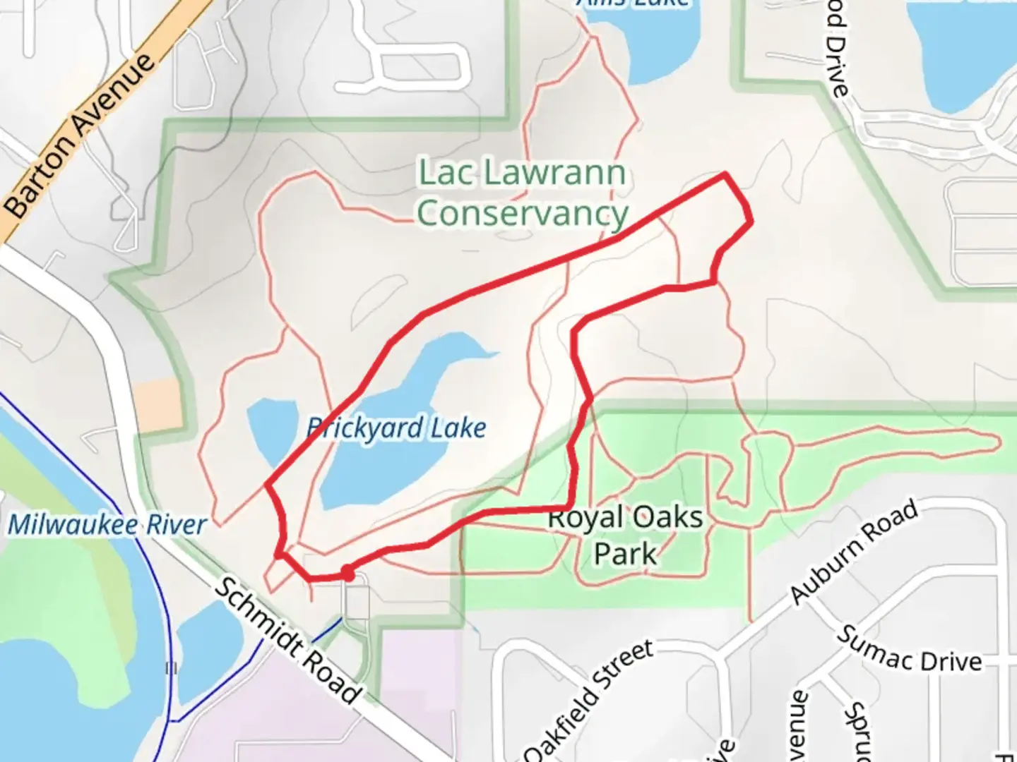 An image depicting the trail Brickyard Lake and Pine Plantation Loop and its surrounding area.