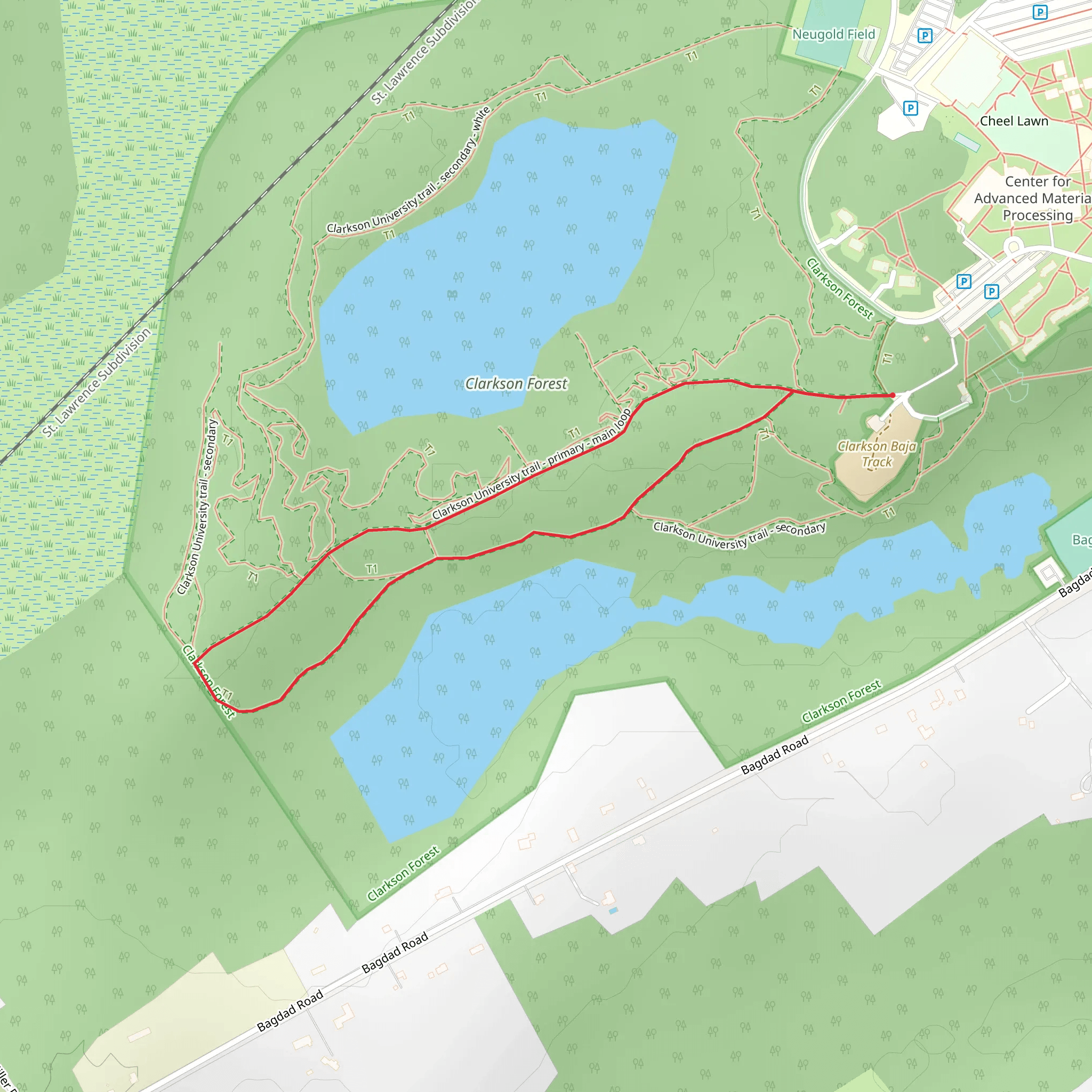 Clarkson University Trail - Primary Loop mobile static map