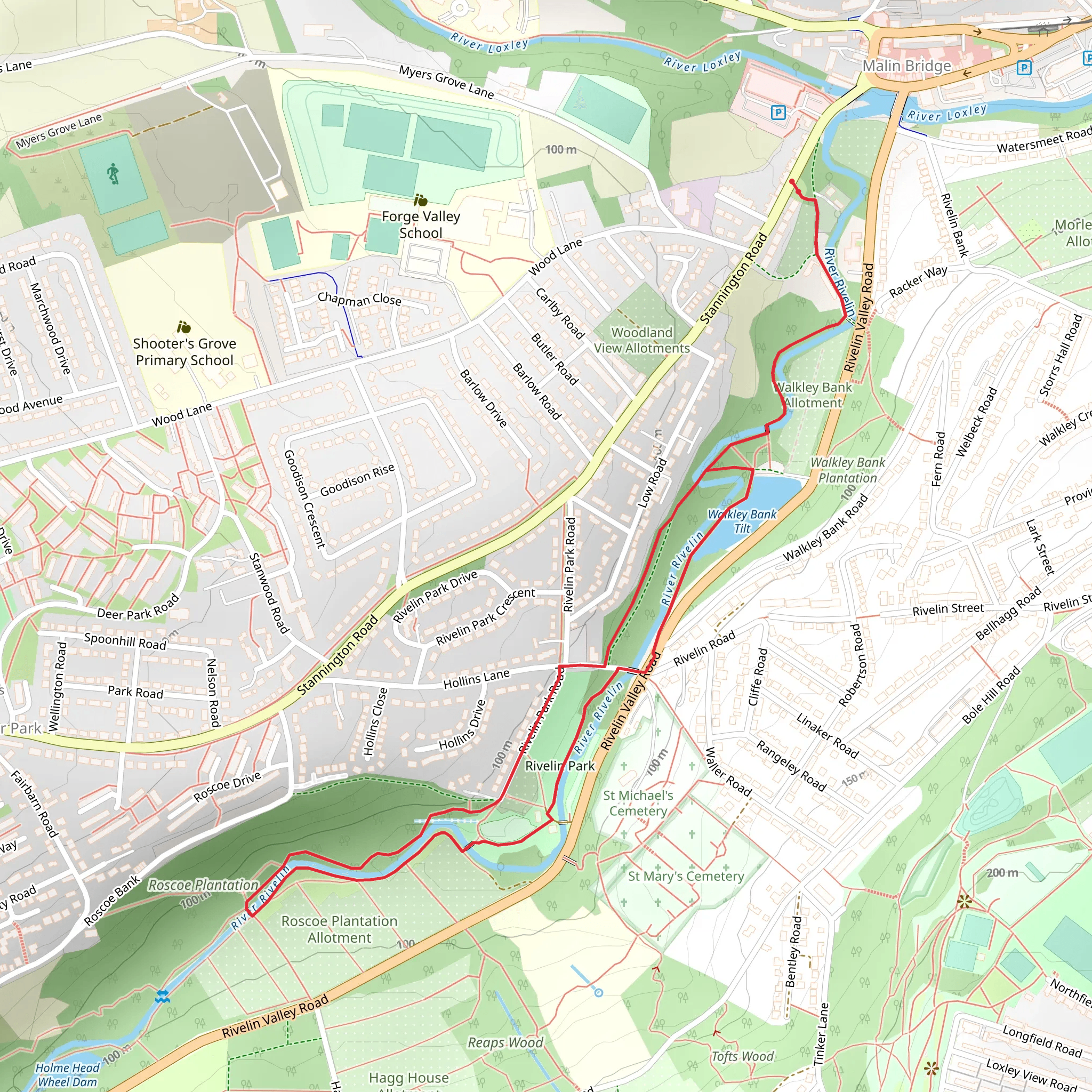 Rivelin Park Loop mobile static map