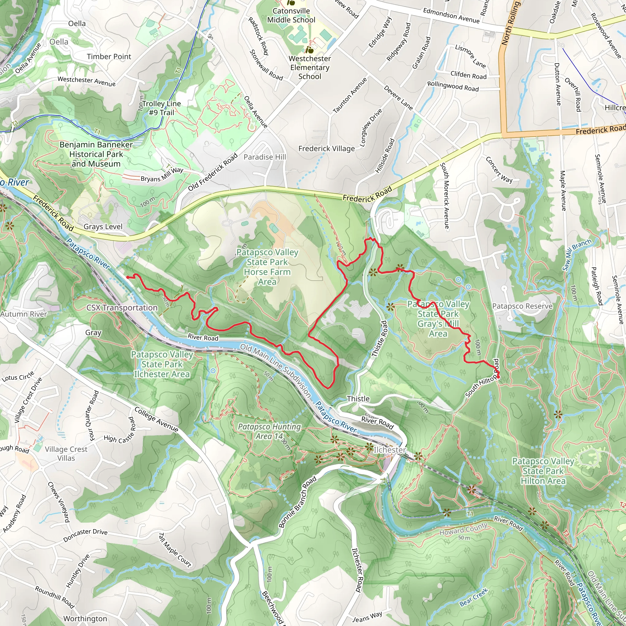 Gray's Mill Trail from South Hilltop Road mobile static map