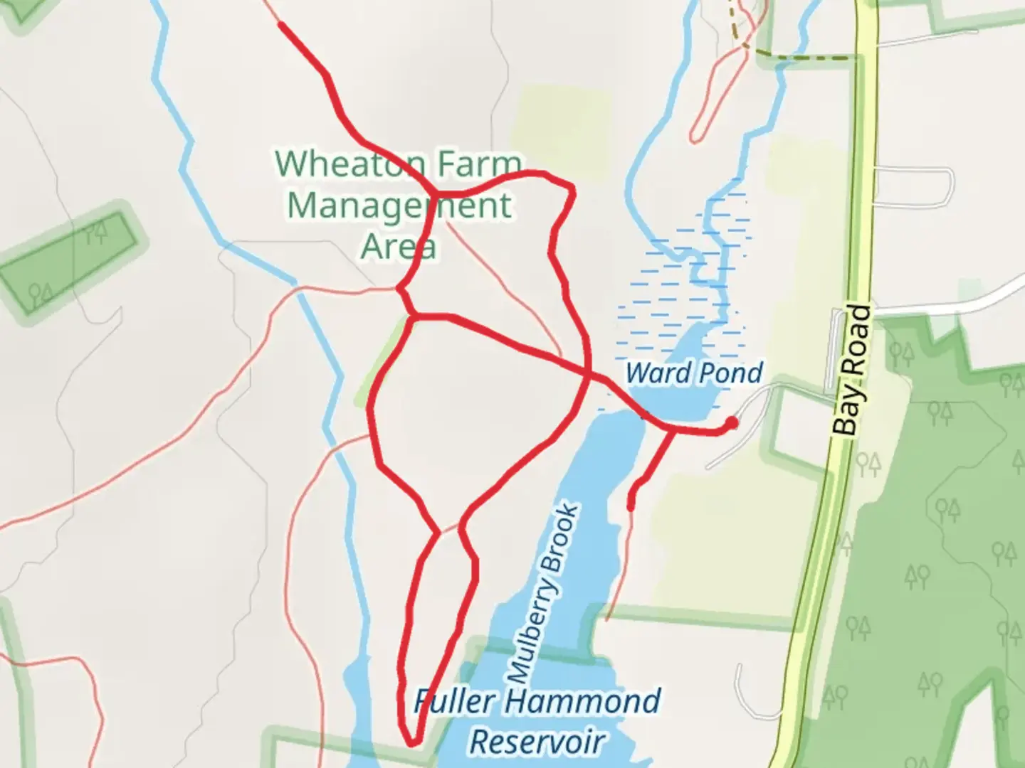 An image depicting the trail Fuller Hammond Reservoir and Ward Pond Loop and its surrounding area.