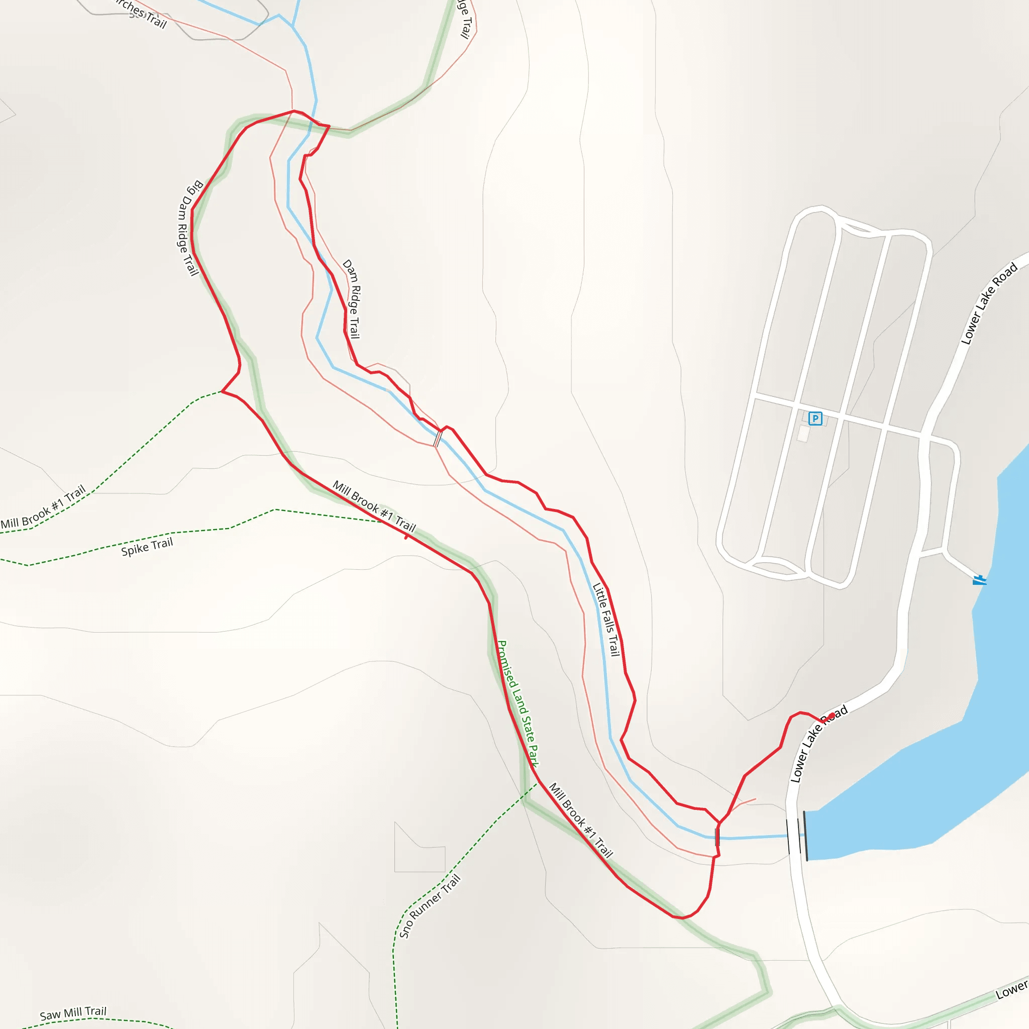 Little Falls Trail and Big Dam Ridge Trail Loop mobile static map