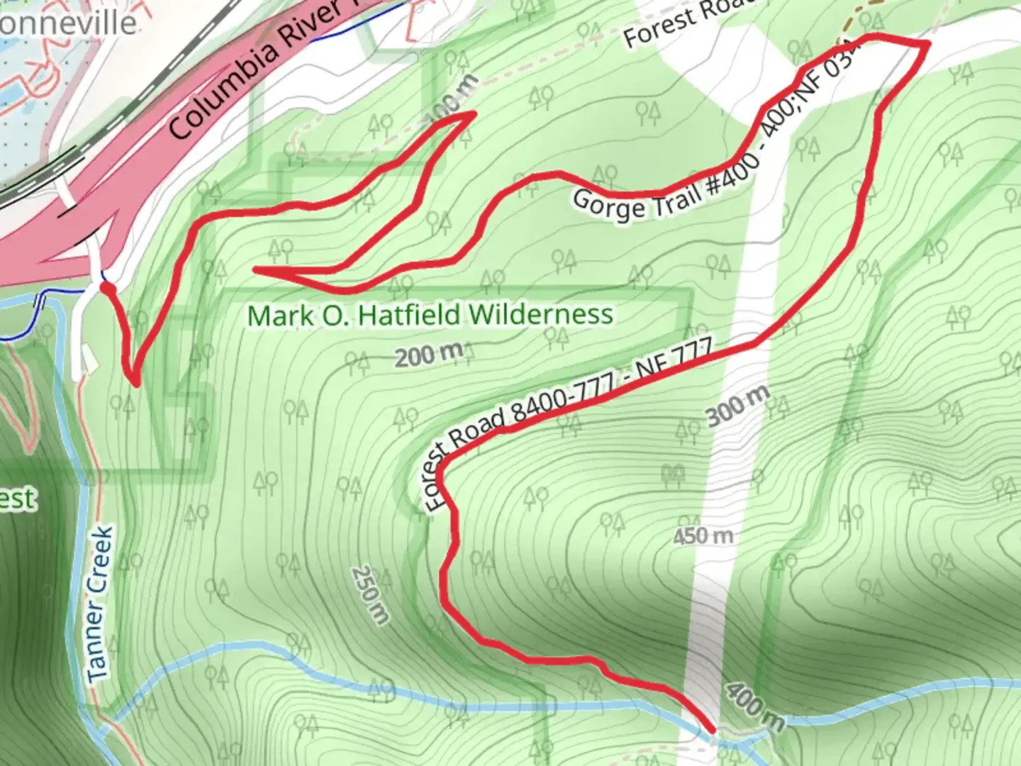 An image depicting the trail Gorge Trail and Forest Road and its surrounding area.