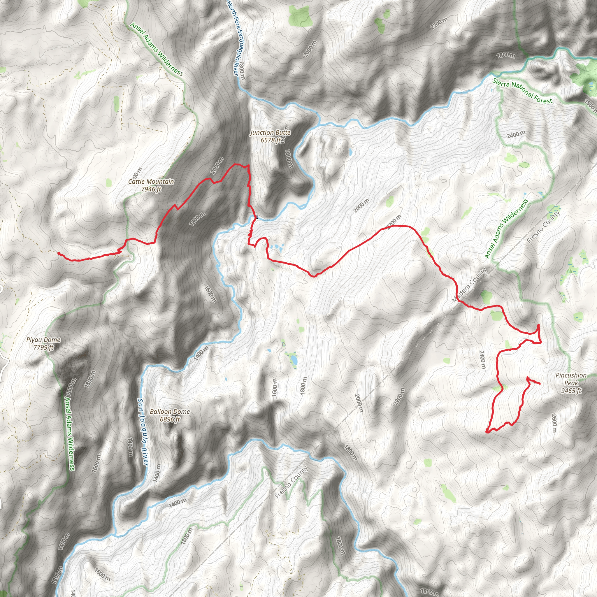 Pin Cushion via Millers Crossing and Theodore Solomons Trail mobile static map