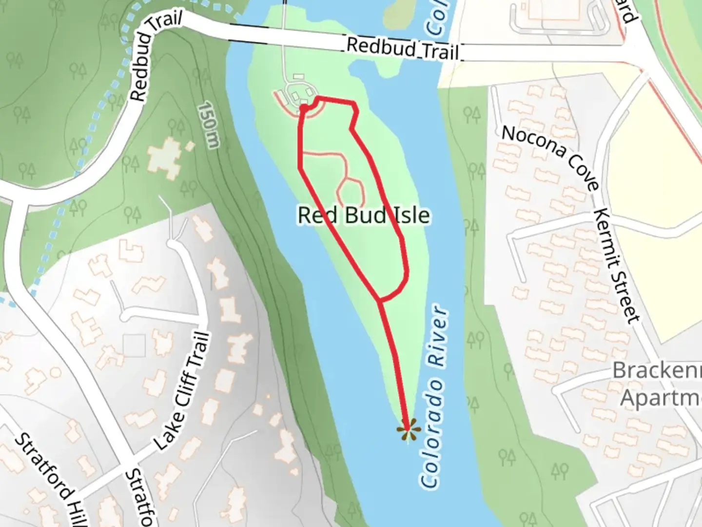 An image depicting the trail Red Bud Isle Loop and its surrounding area.