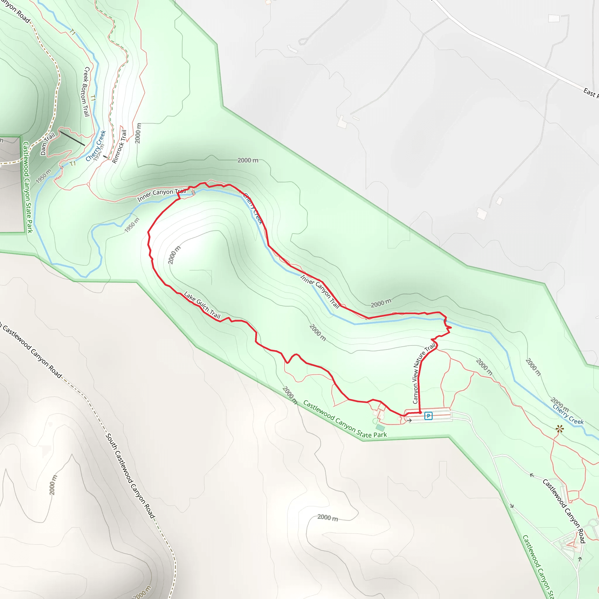 Inner Canyon Trail and Lake Gulch Trail Loop mobile static map