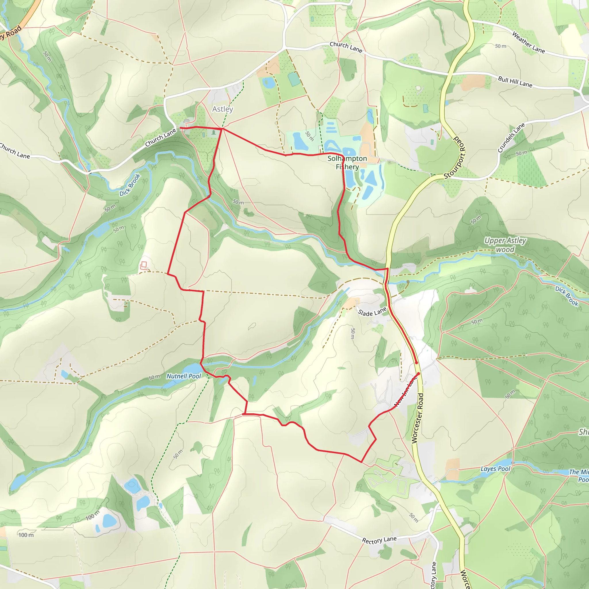 Glasshampton Monastery and Astley Church from Shrawley mobile static map