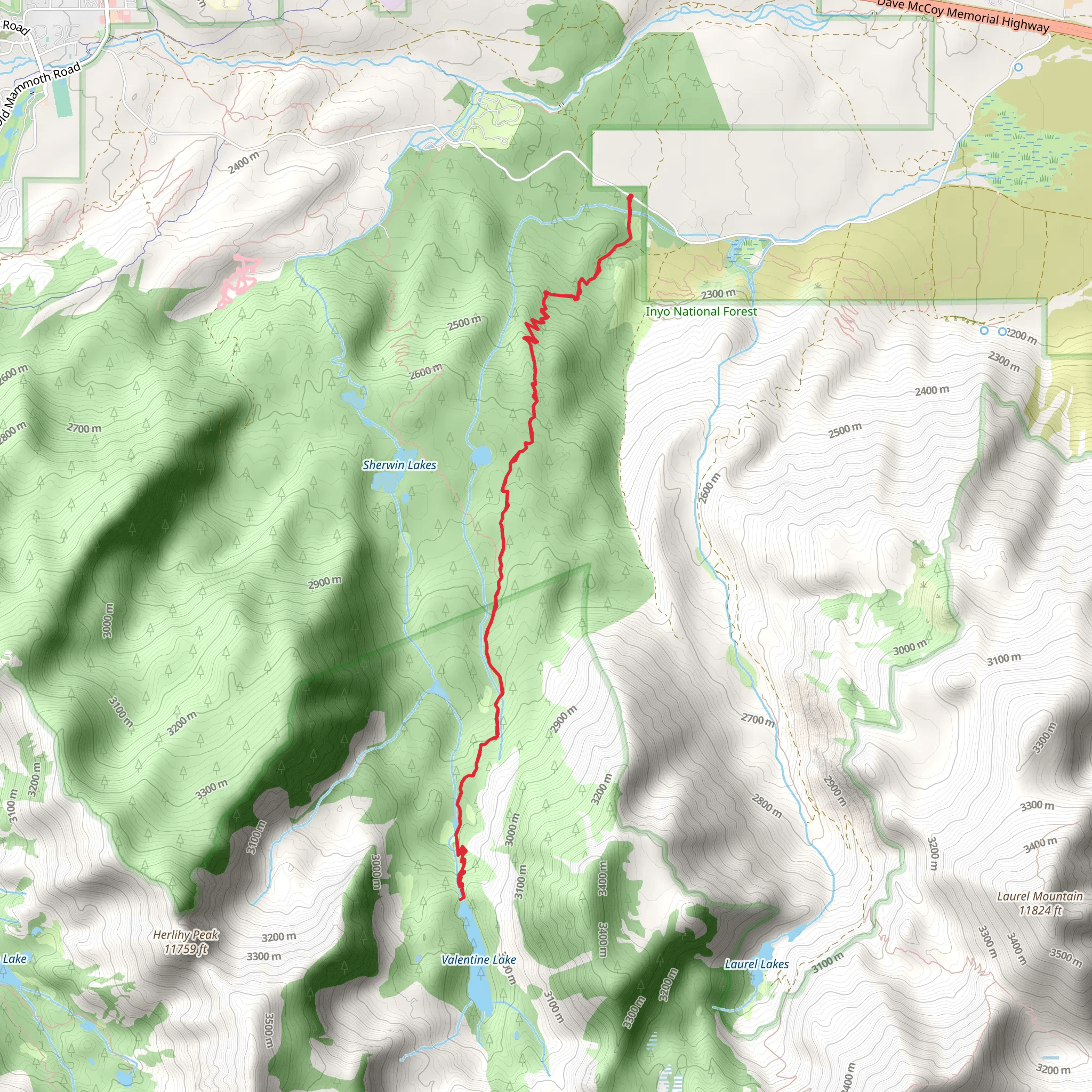 Valentine Lake Trail mobile static map