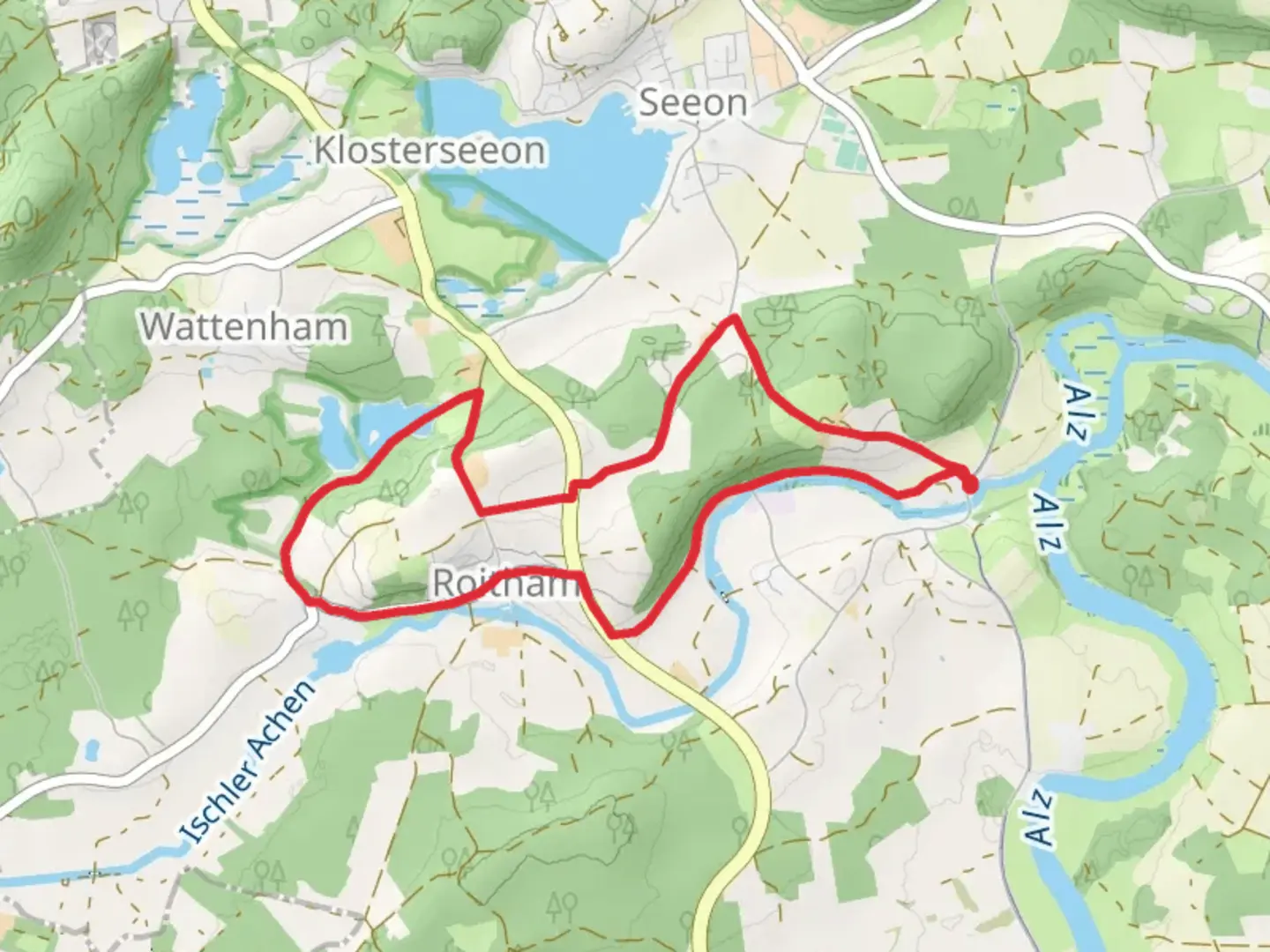 An image depicting the trail Kleiner Muehlen Rundweg and its surrounding area.