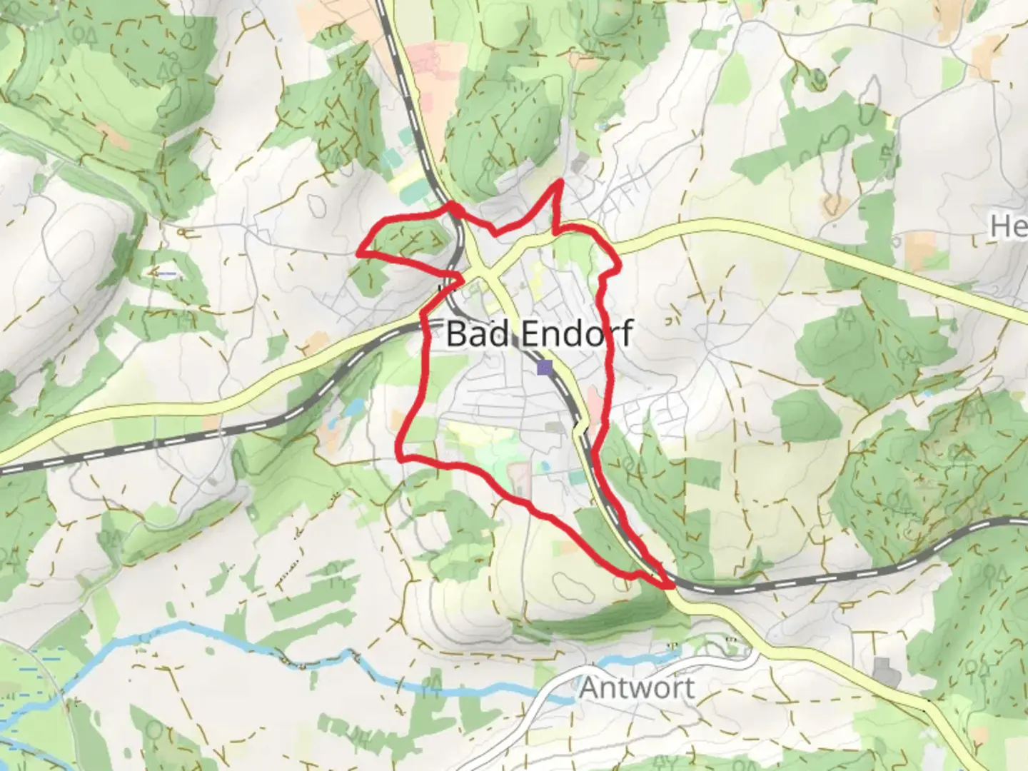 An image depicting the trail Panoramaweg Bad Endorf and its surrounding area.