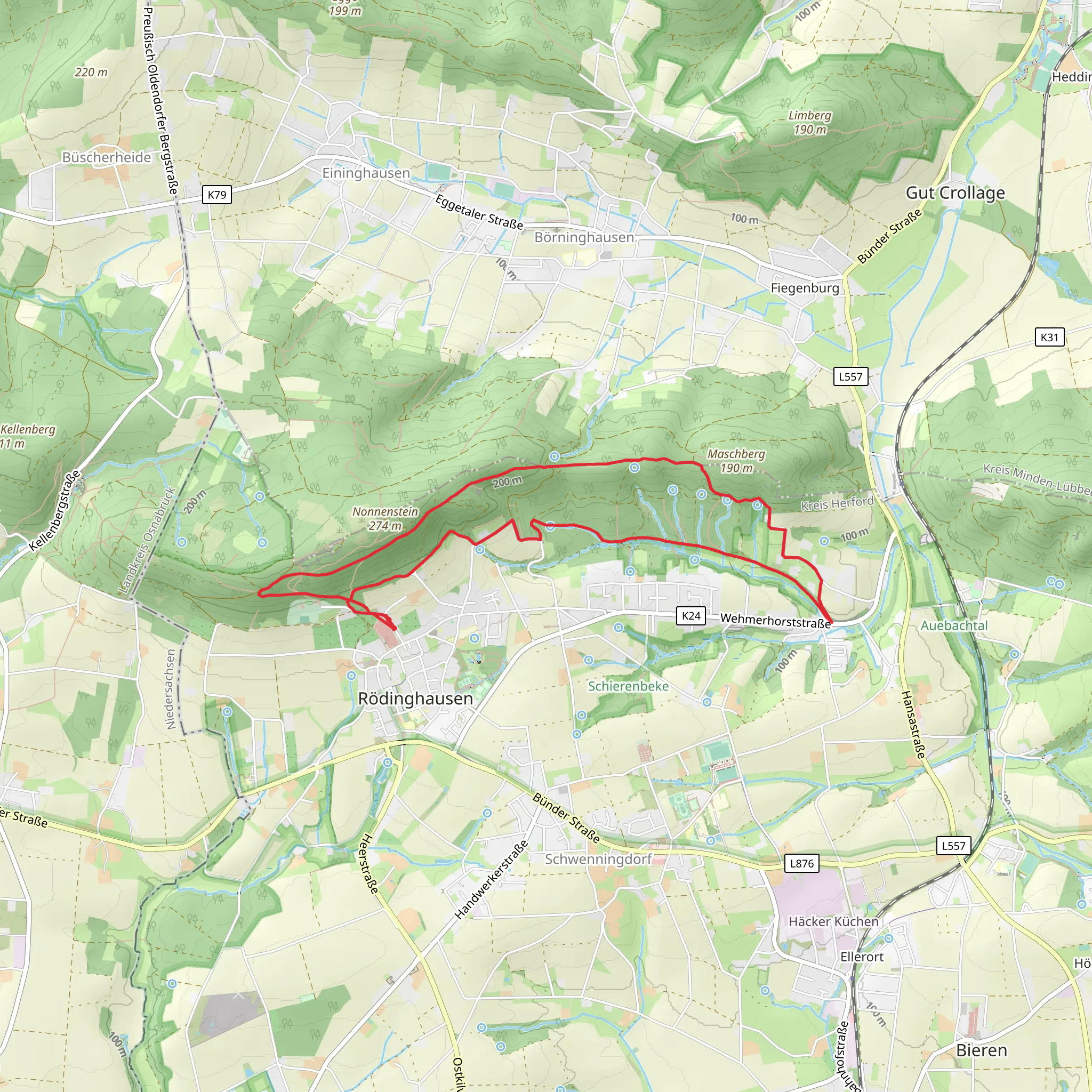 Wandergebiet Schwenningdorf and Wittekindsweg mobile static map