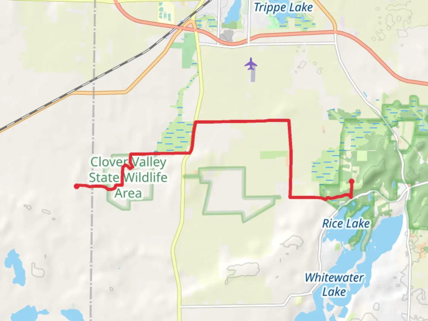 An image depicting the trail Ice Age Trail - Rice Lake and its surrounding area.