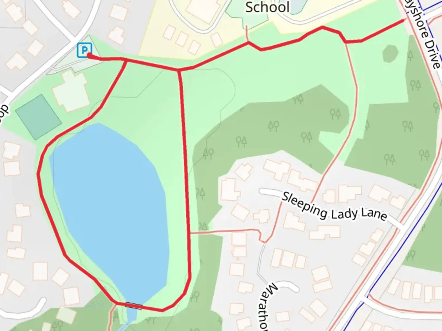 An image depicting the trail Amber Bay Loop and its surrounding area.
