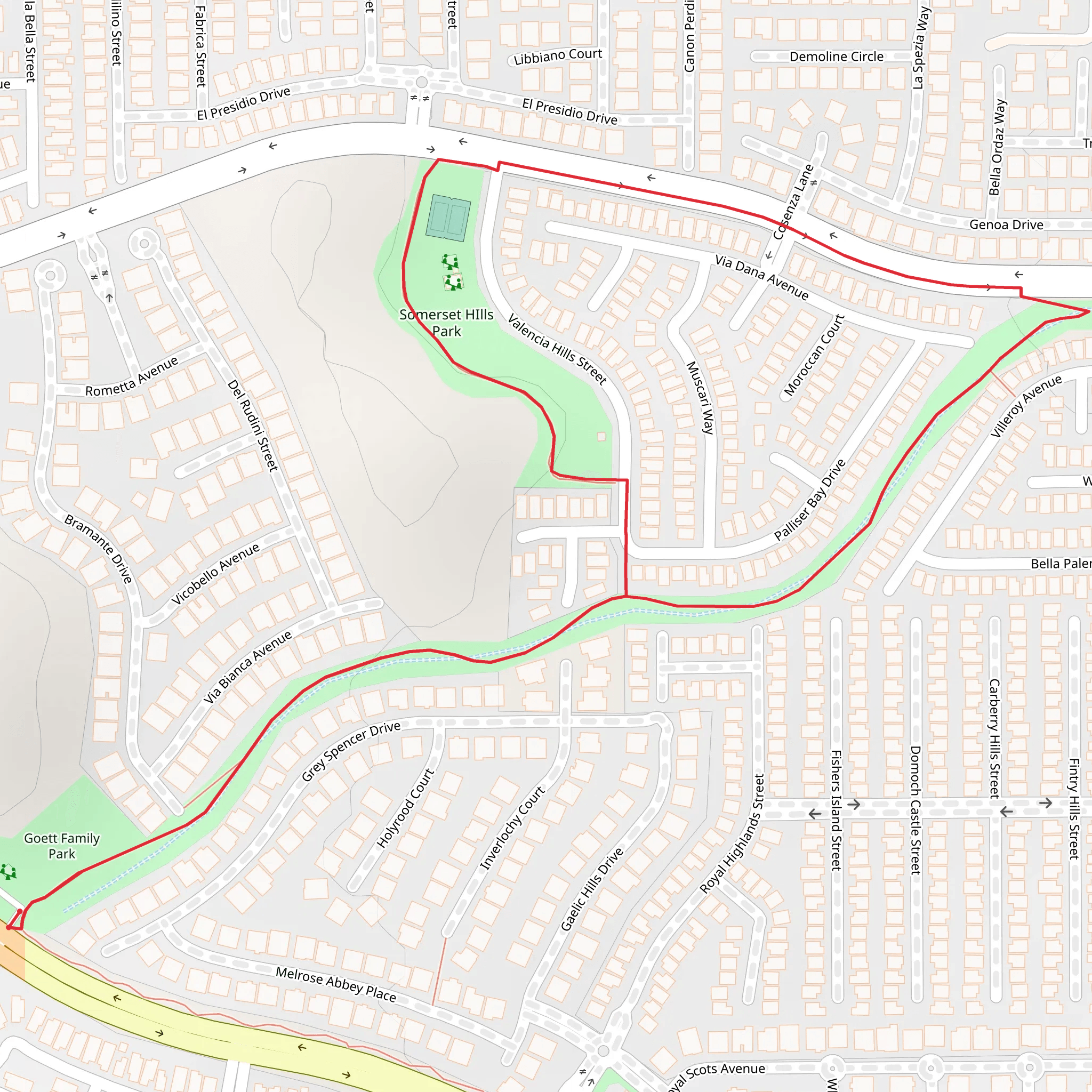 Somerset Hills Park and Duck Creek Loop mobile static map